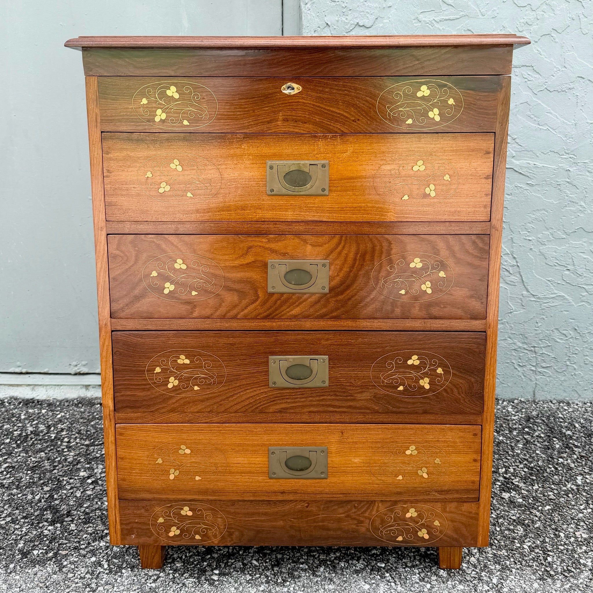 Vintage Italian Style Wooden Jewelry/Silverware Chest Dolphin & Flamingo