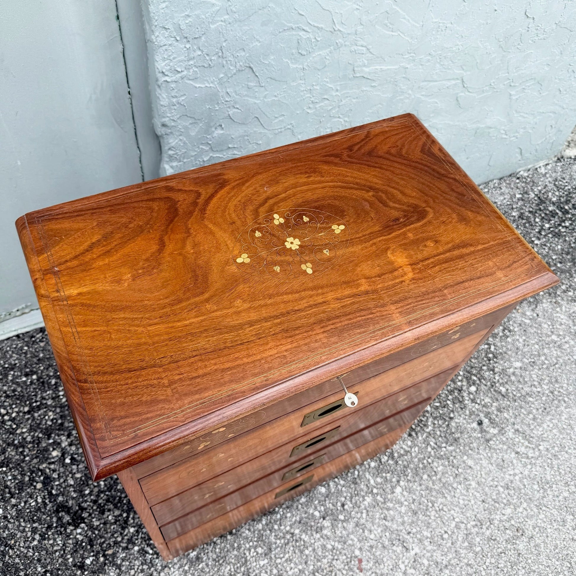 Vintage Italian Style Wooden Jewelry/Silverware Chest Dolphin & Flamingo
