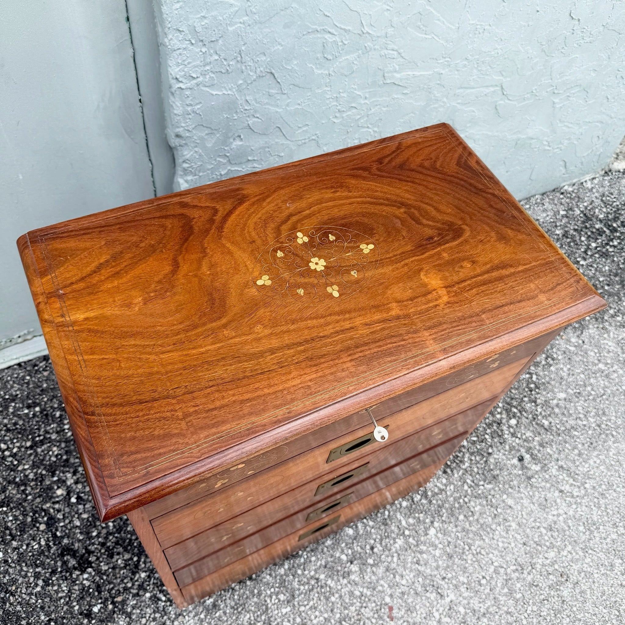 Vintage Italian Style Wooden Jewelry/Silverware Chest Dolphin & Flamingo