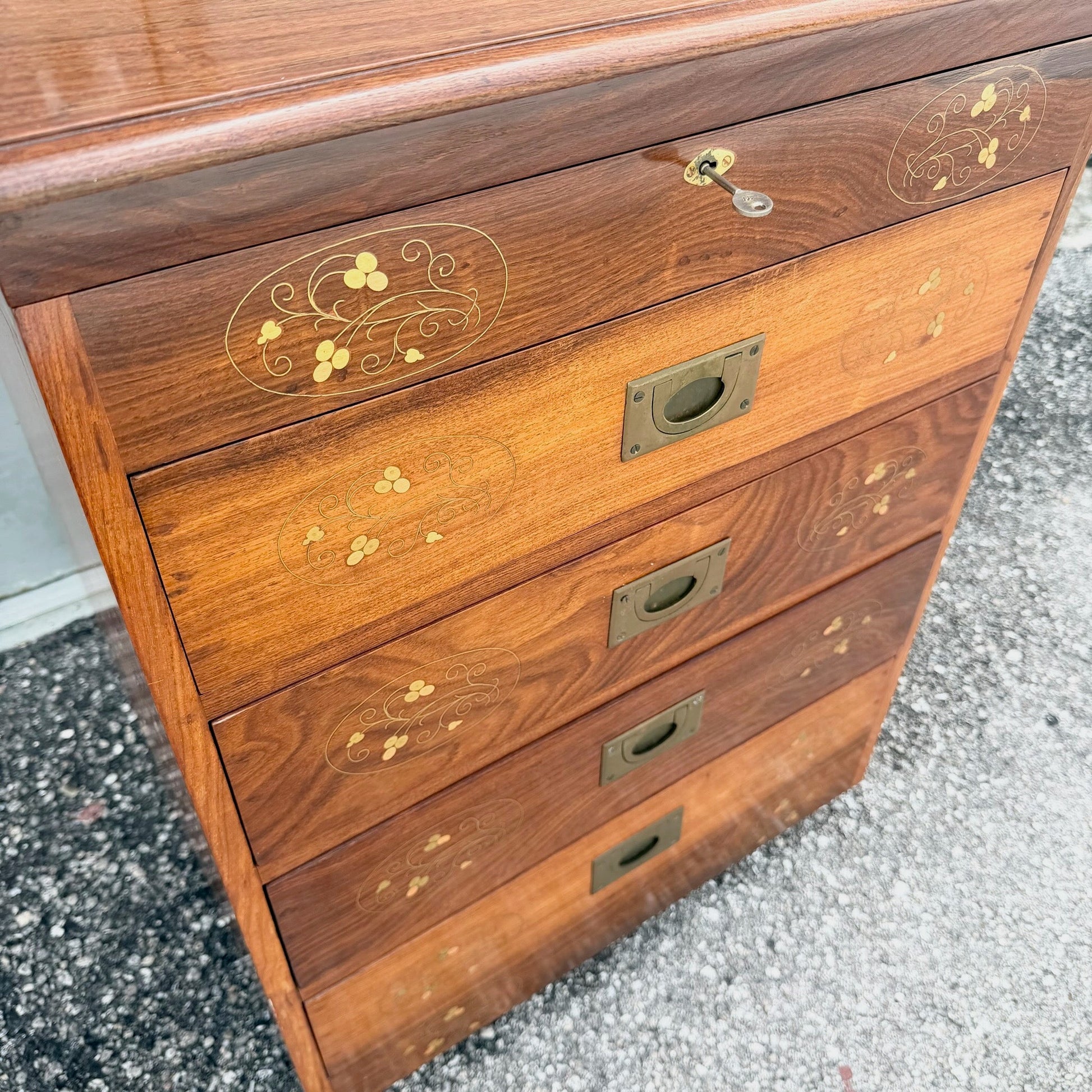 Vintage Italian Style Wooden Jewelry/Silverware Chest Dolphin & Flamingo