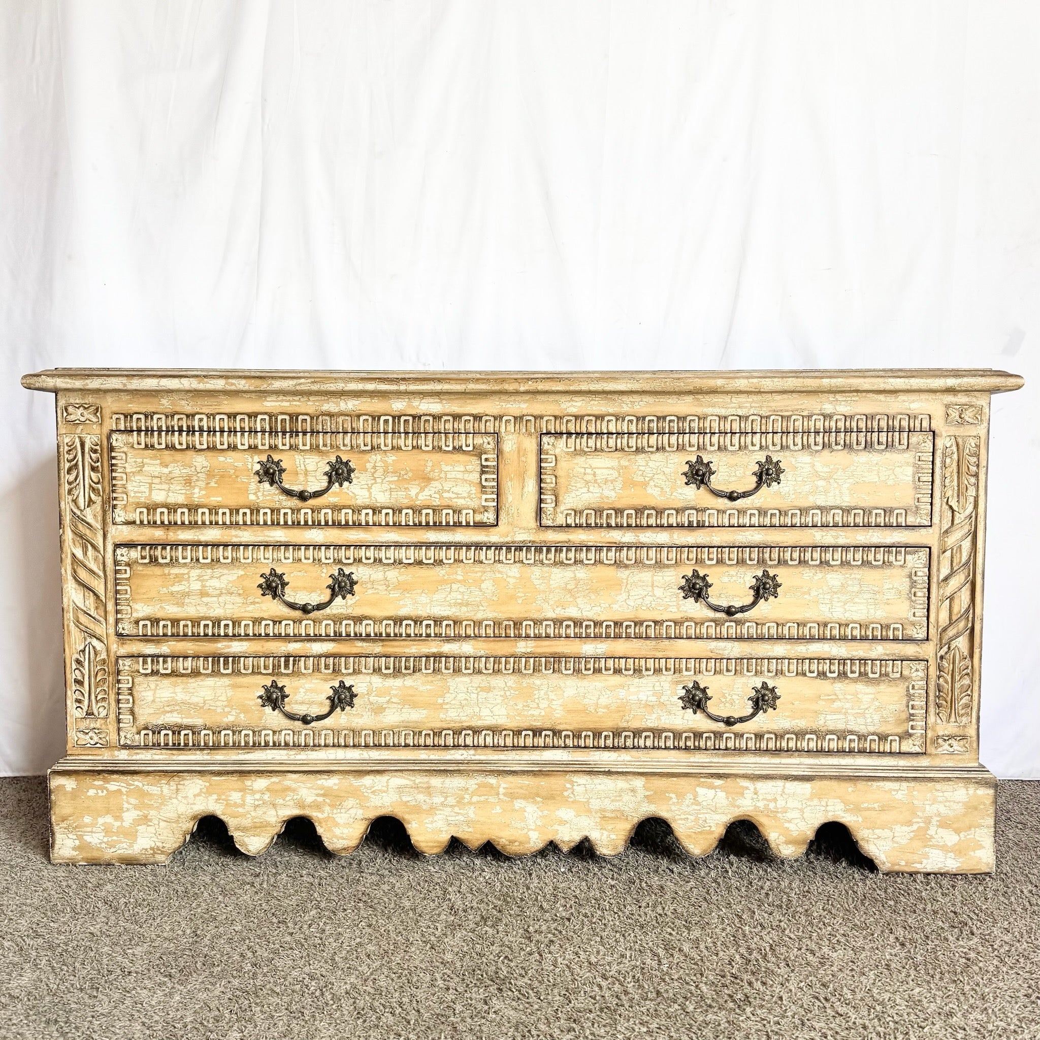 Rustic Crackle Finish Wooden Dresser