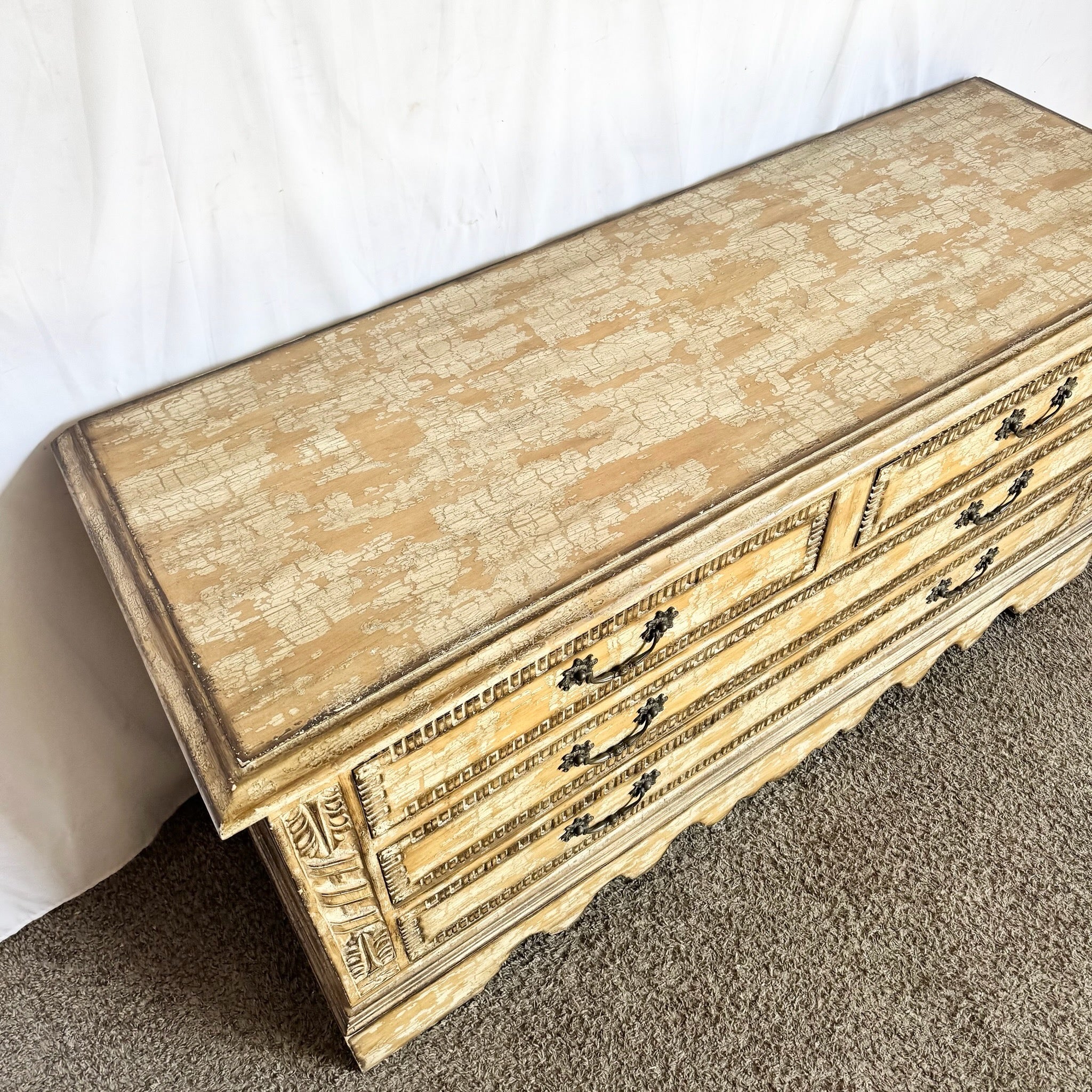 Rustic Crackle Finish Wooden Dresser