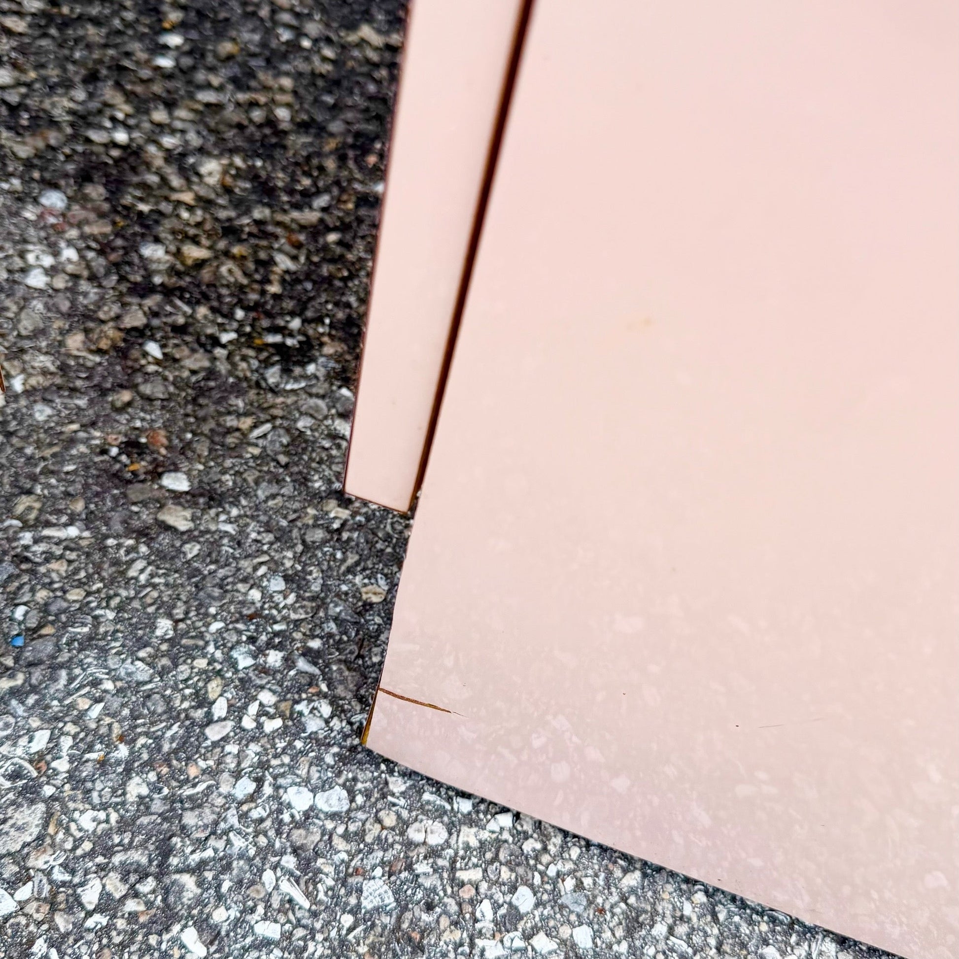 Postmodern Pink Golds Laminate Waterfall Nightstands - A Pair Dolphin & Flamingo