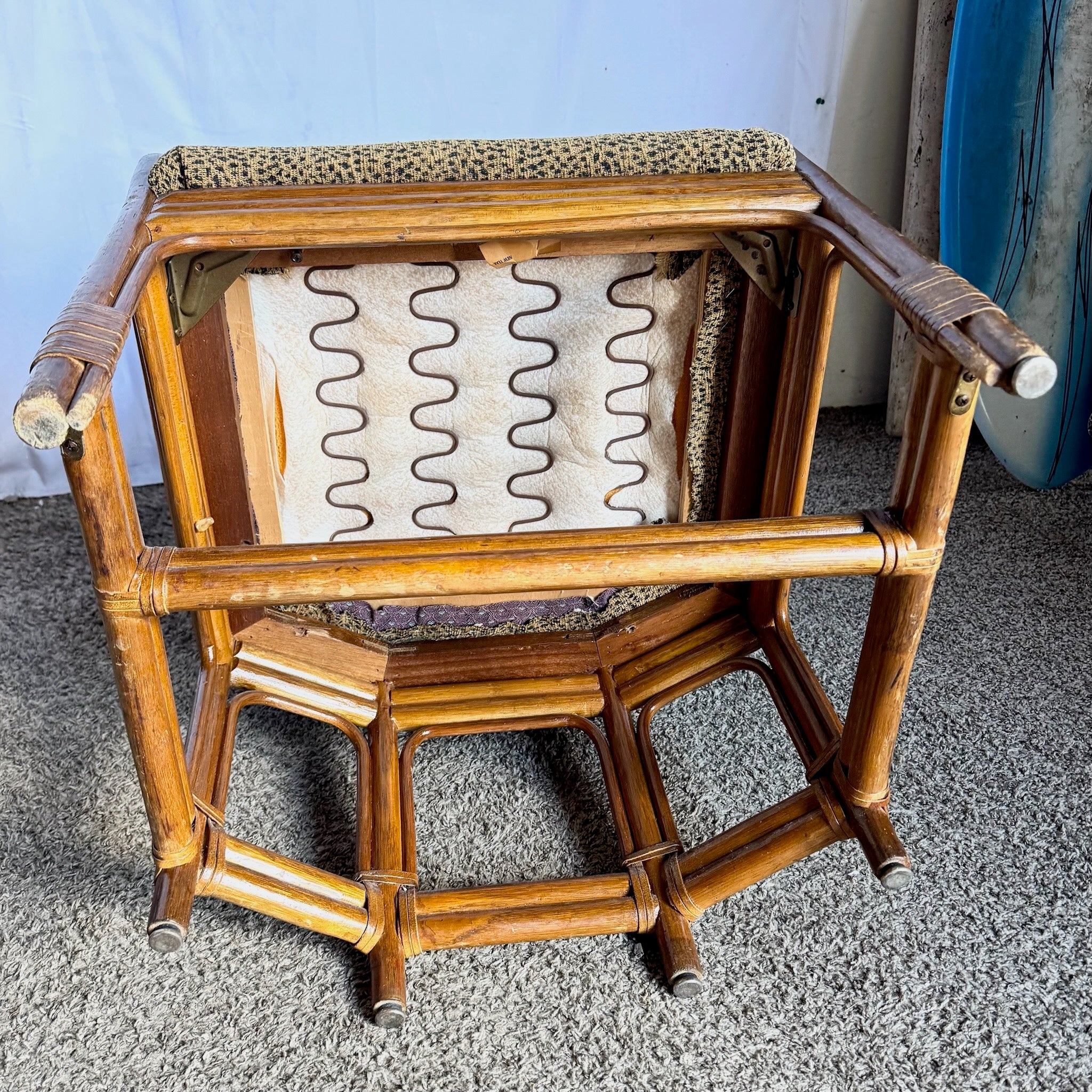 Boho Chic Pencil Reed Back Rattan Leopard Print Dining Arm Chairs - Set of 4