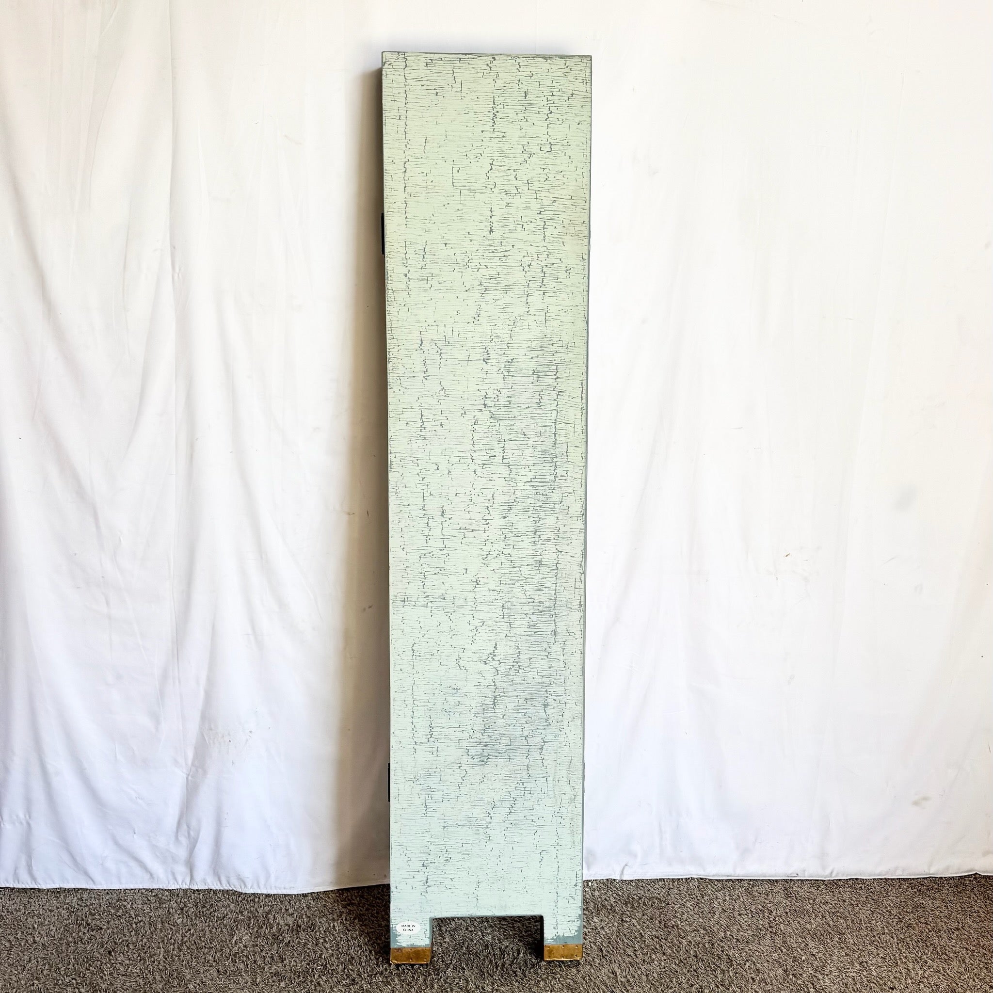 Vintage Chinese Hand Painted and Carved Green Room Divider/Screen