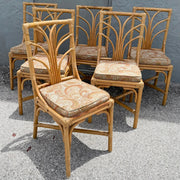 Vintage Boho Chic Rattan Dining Chairs - Set of 6 Dolphin & Flamingo
