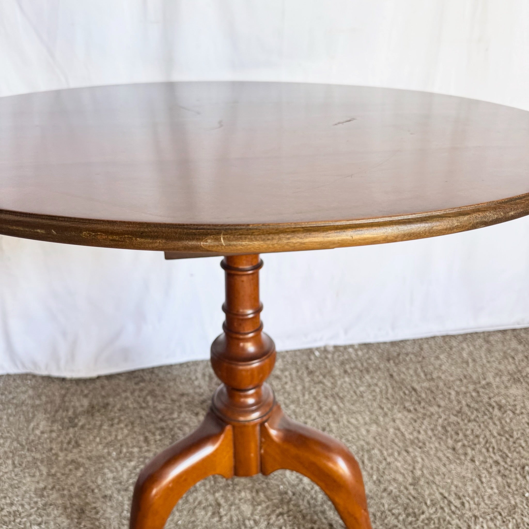Antique Colonial Wooden Tilt Top Occasional/Bird Cage Table
