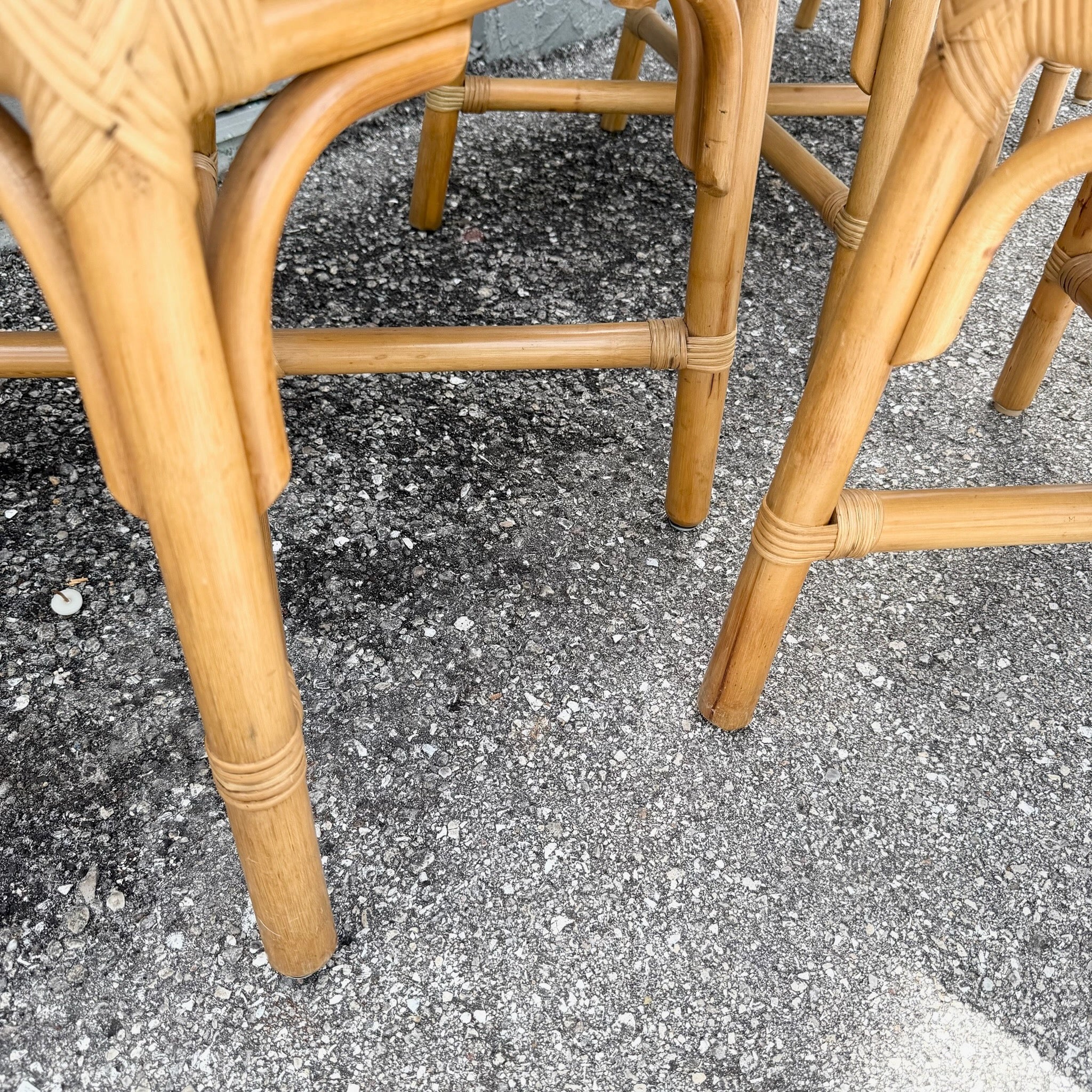 Vintage Boho Chic Rattan Dining Chairs - Set of 6 Dolphin & Flamingo