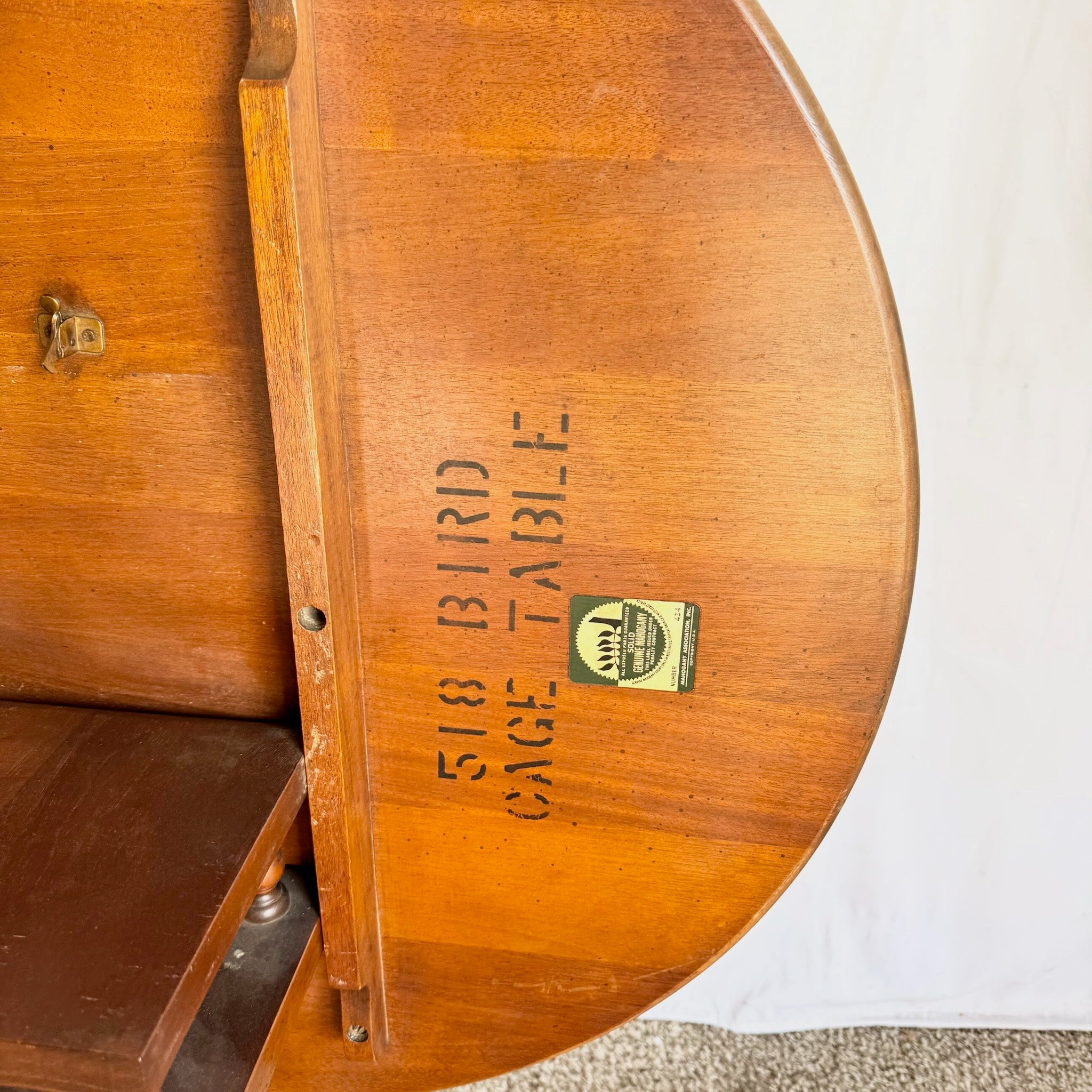 Antique Colonial Wooden Tilt Top Occasional/Bird Cage Table