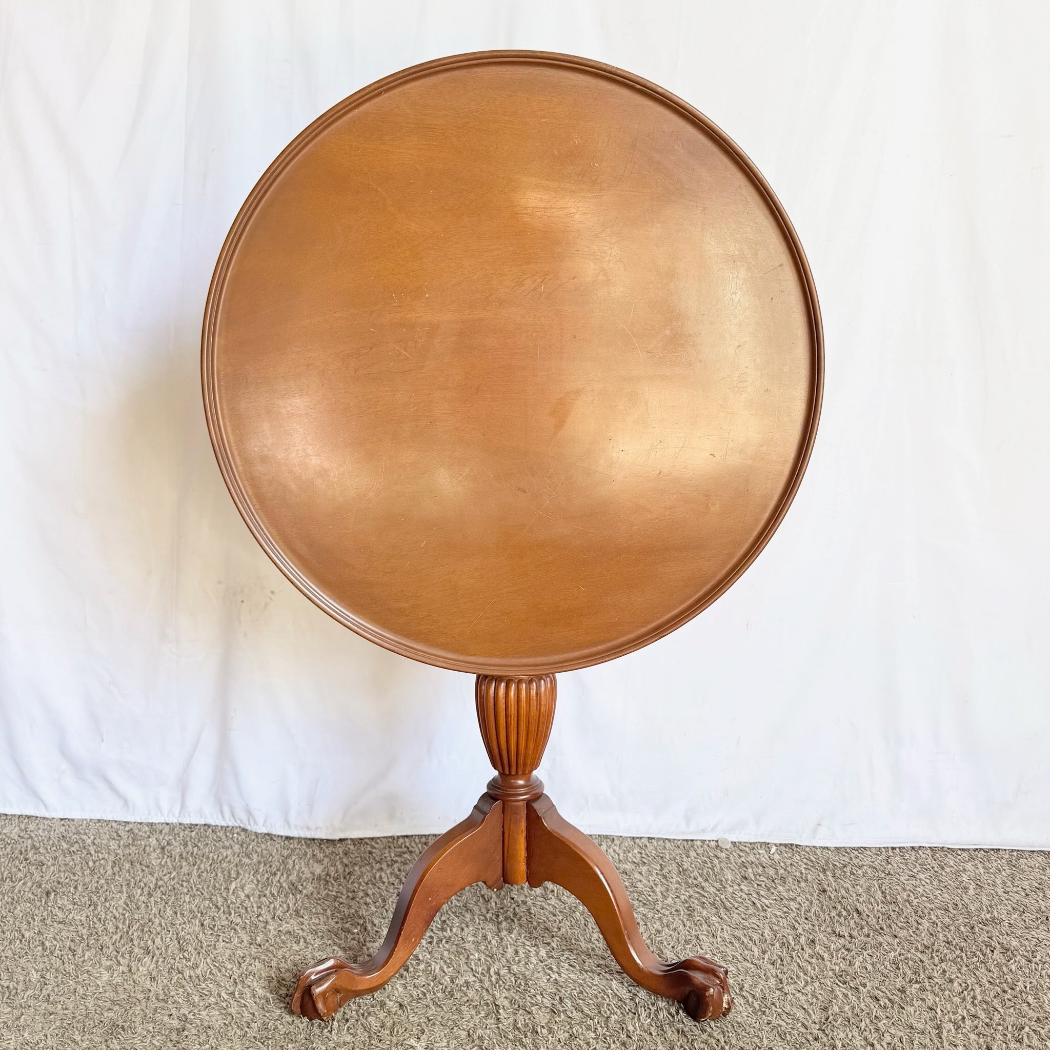 Antique Colonial Wooden Tilt Top Occasional Table