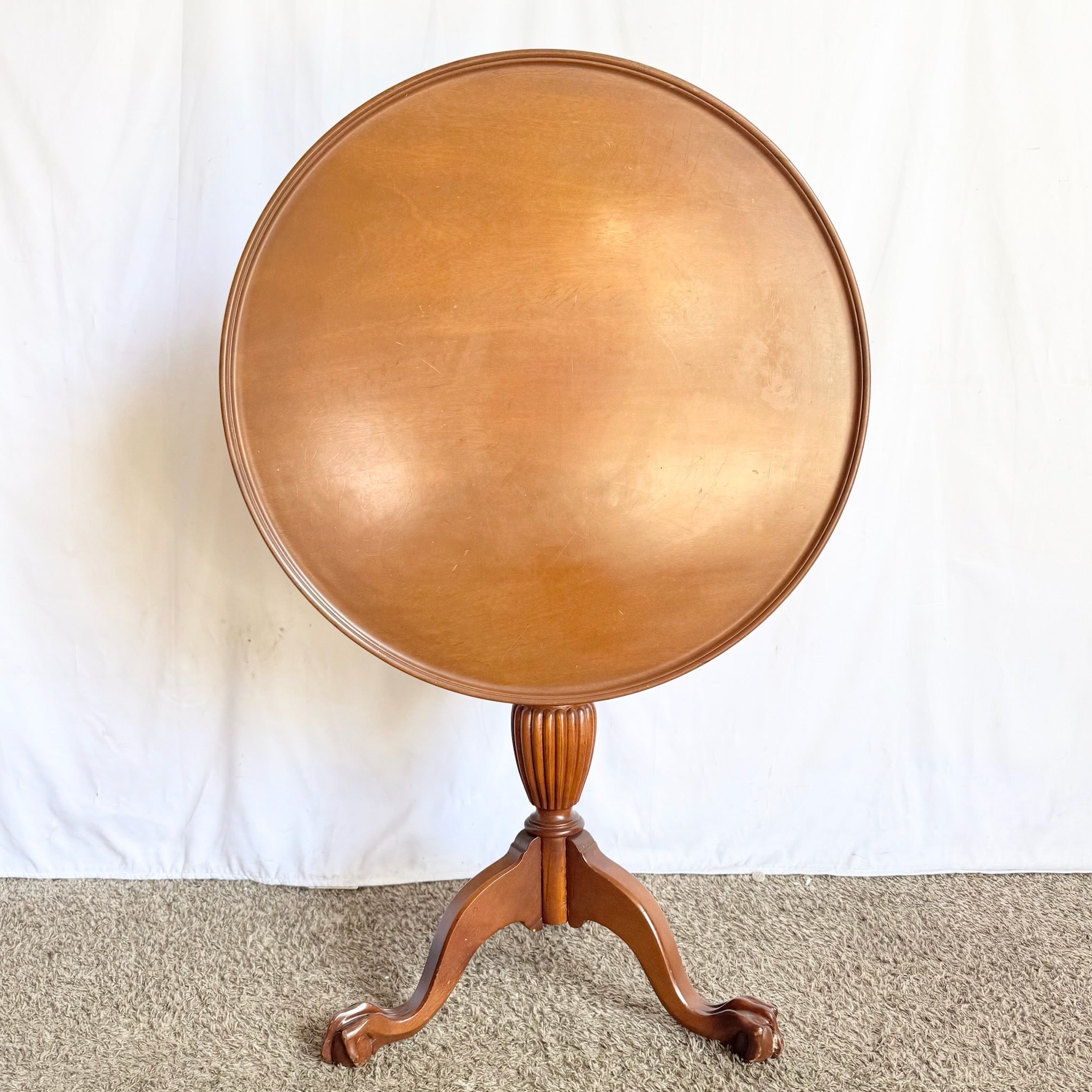 Antique Colonial Wooden Tilt Top Occasional Table