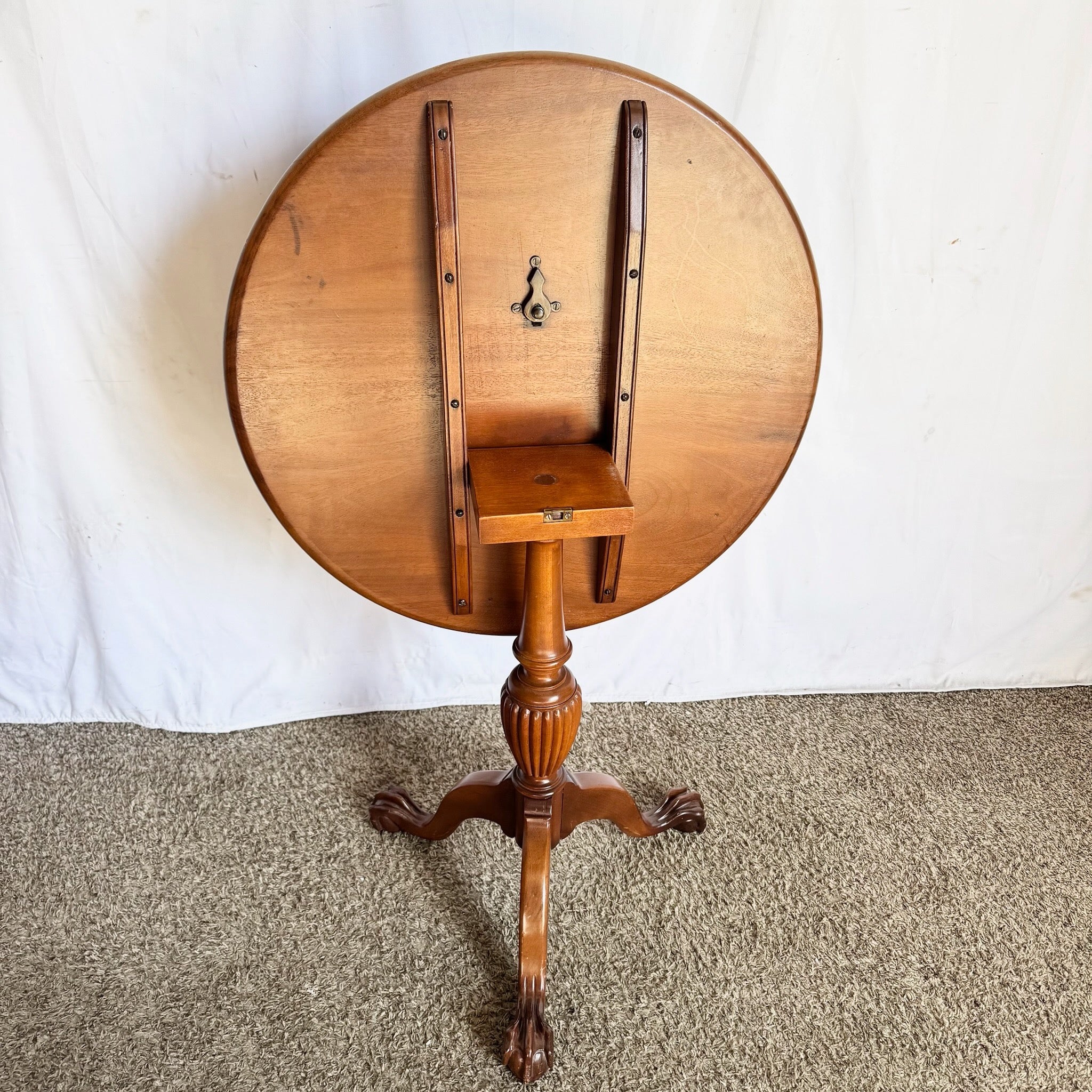 Antique Colonial Wooden Tilt Top Occasional Table