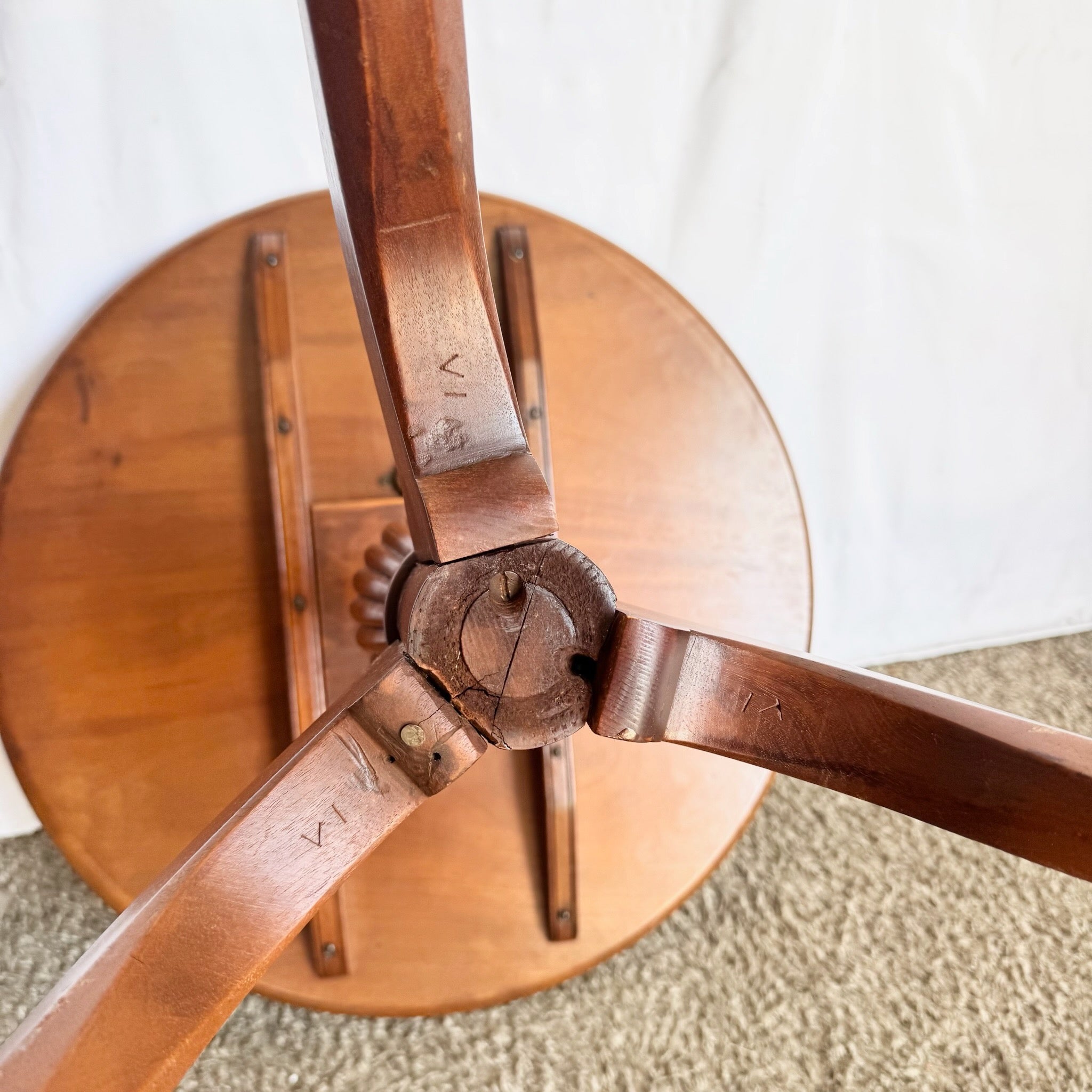 Antique Colonial Wooden Tilt Top Occasional Table