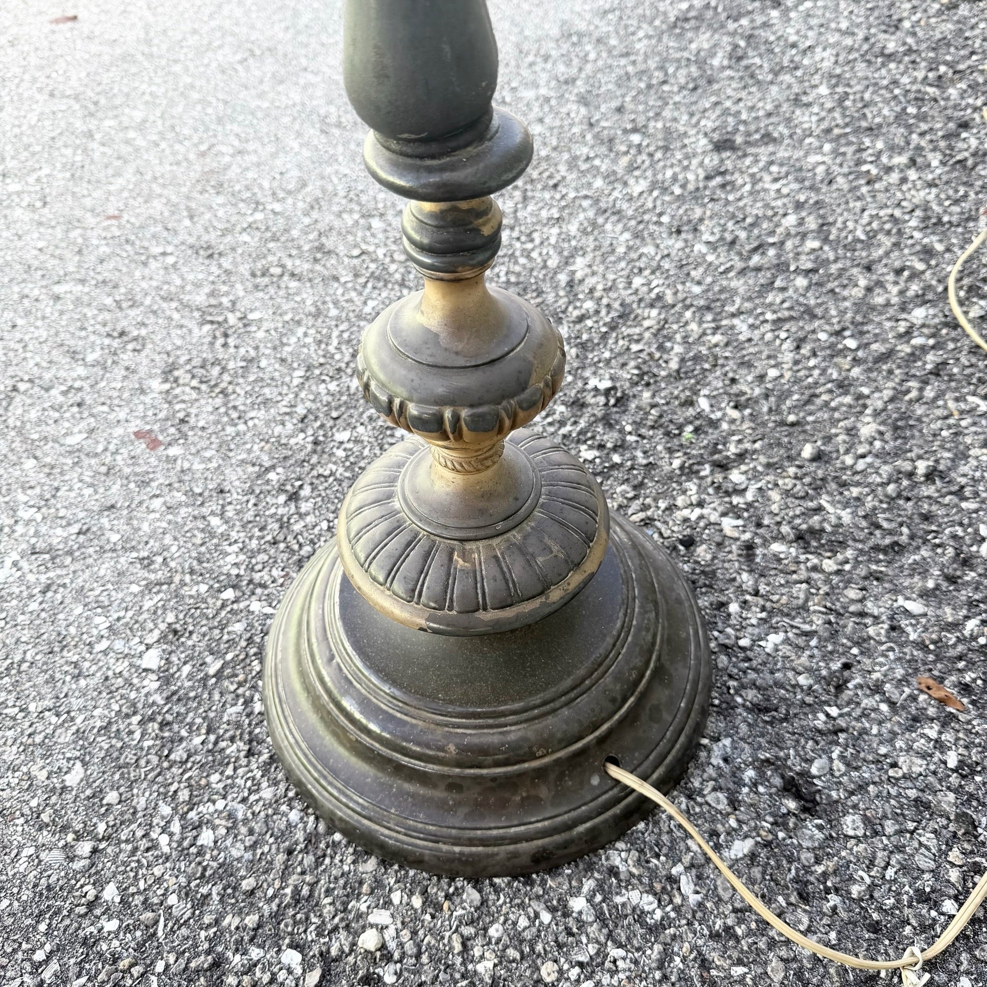 Antique Neoclassical Weighted Metal Torchiere Floor Lamp With Dual Pull Chains Dolphin & Flamingo