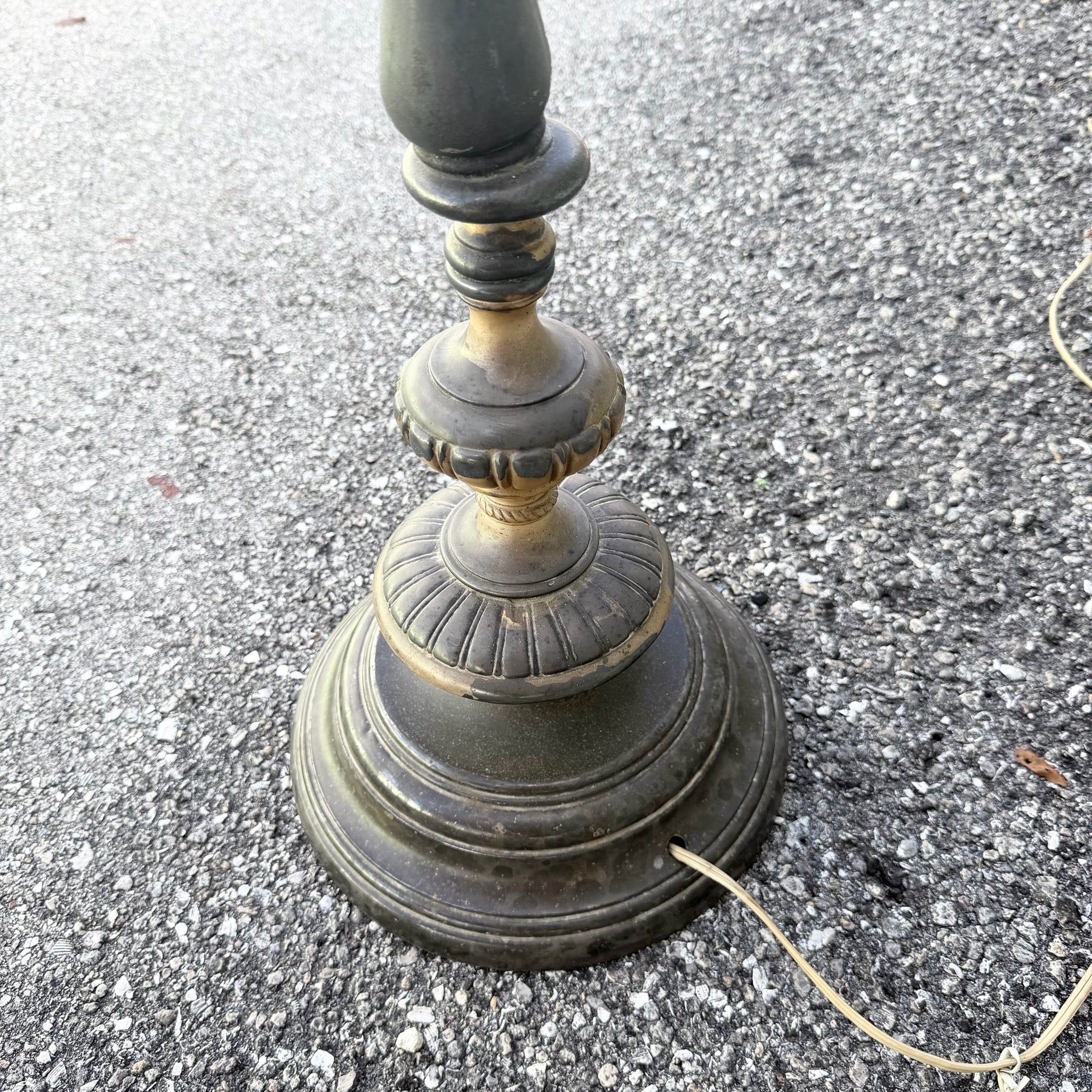Antique Neoclassical Weighted Metal Torchiere Floor Lamp With Dual Pull Chains Dolphin & Flamingo