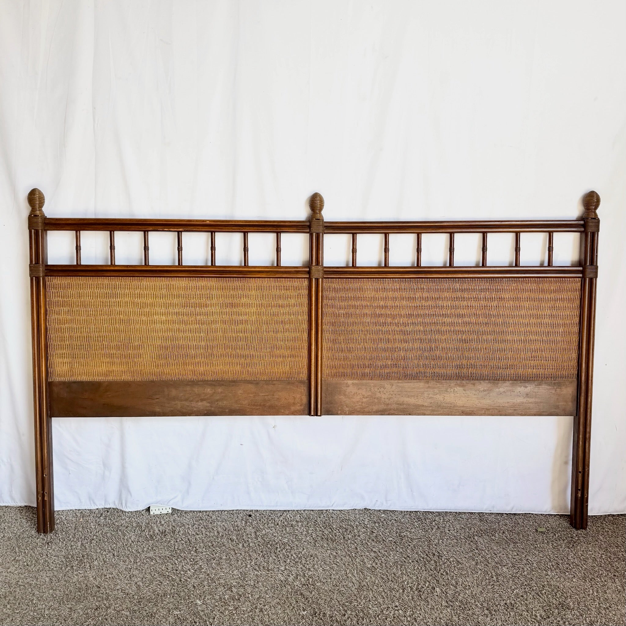 Vintage Boho Chic Wicker King Size Headboard