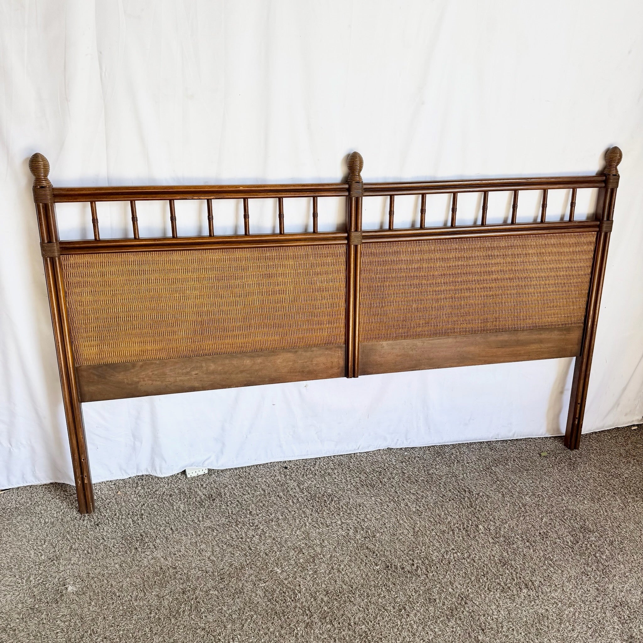 Vintage Boho Chic Wicker King Size Headboard
