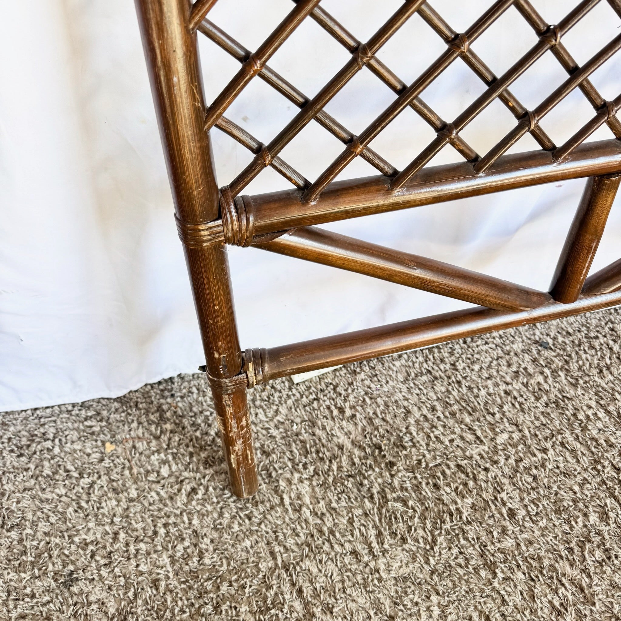 Vintage Boho Chic Rattan Queen Size Headboard