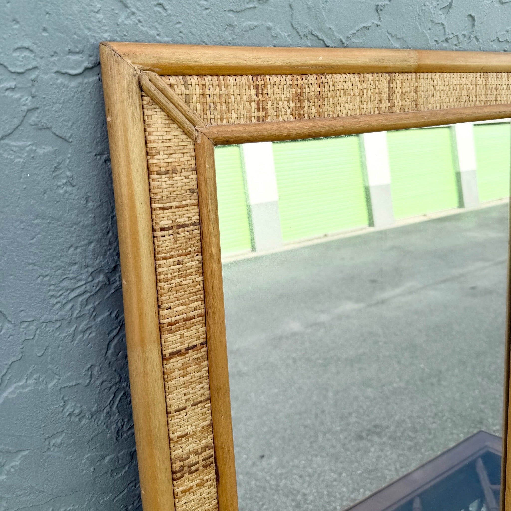 Boho Chic Wicker and Rattan Wall Mirror Dolphin & Flamingo