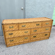 Boho Chic Herringbone Wicker Faux Bamboo Triple Dresser by Dixie Dolphin & Flamingo