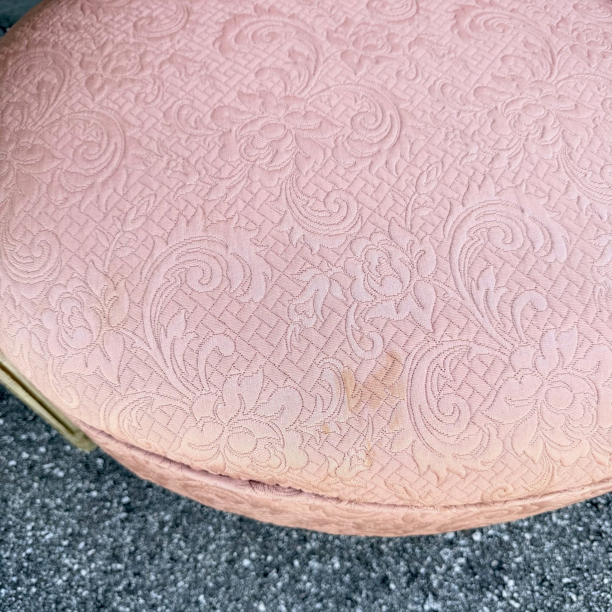 Vintage French-Style Tufted Pink Barrel Accent Chairs - A Pair Dolphin & Flamingo