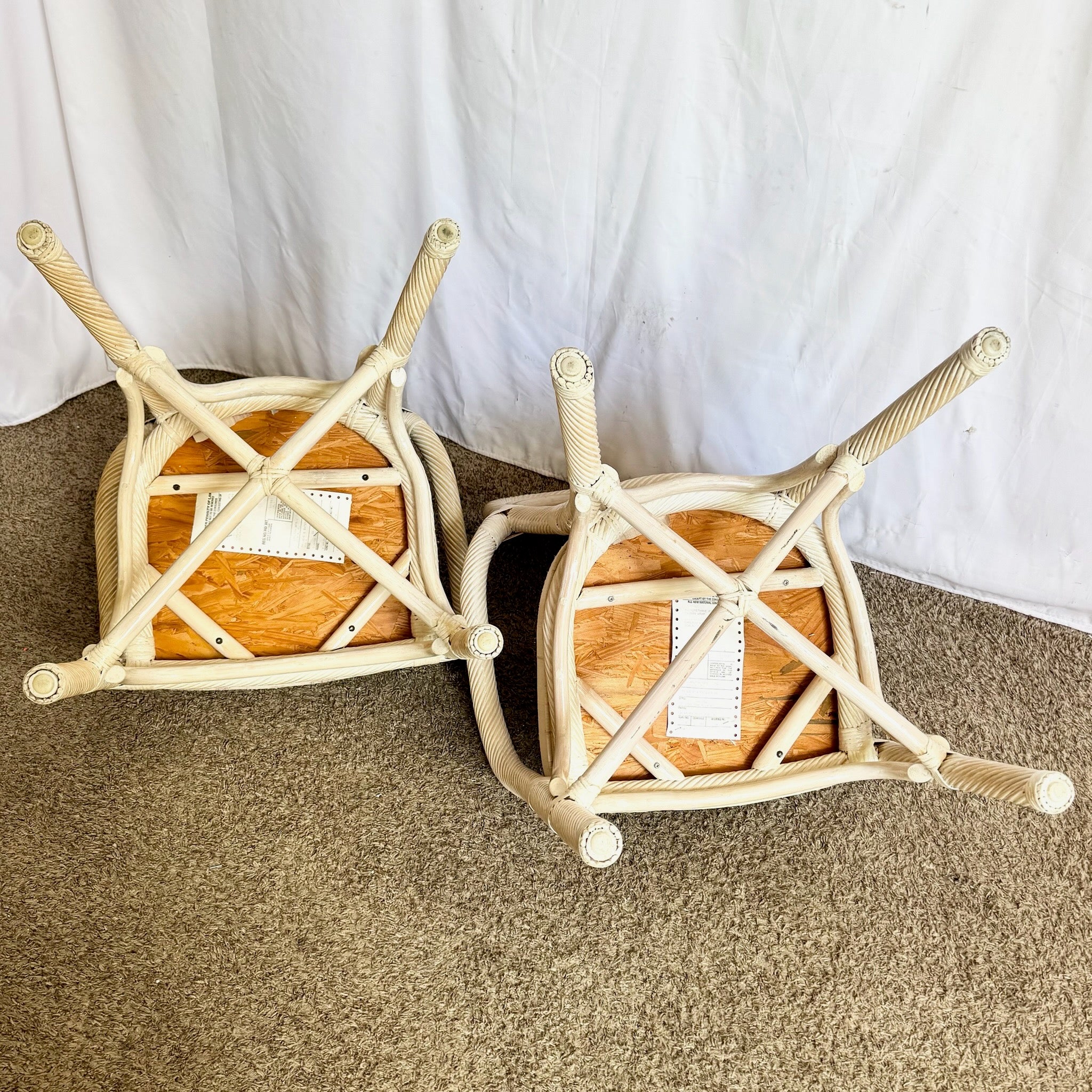 Coastal Twisted Reed Came Back Dining Arm Chairs - Set of 6