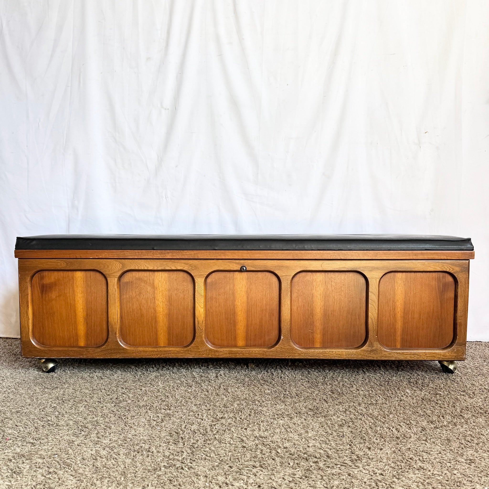 Mid Century Modern Cedar Walnut Hope Chest/Bench