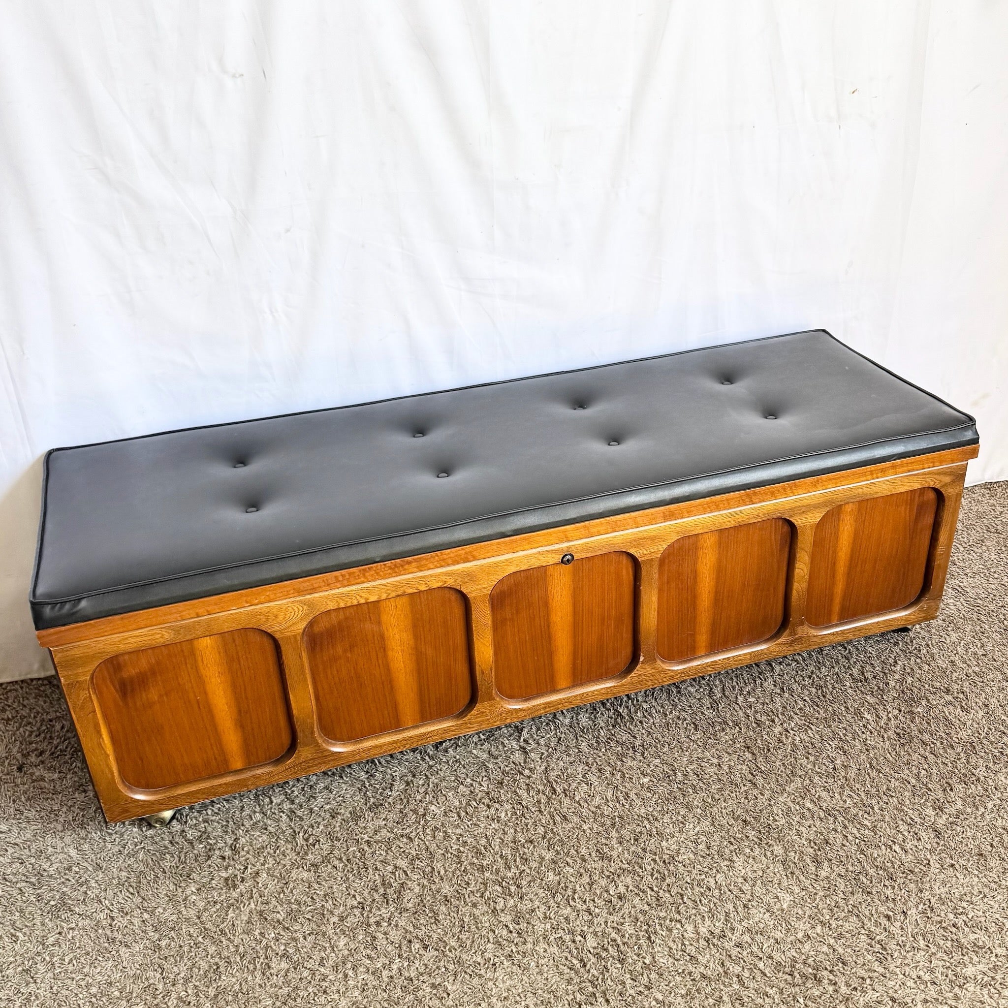 Mid Century Modern Cedar Walnut Hope Chest/Bench