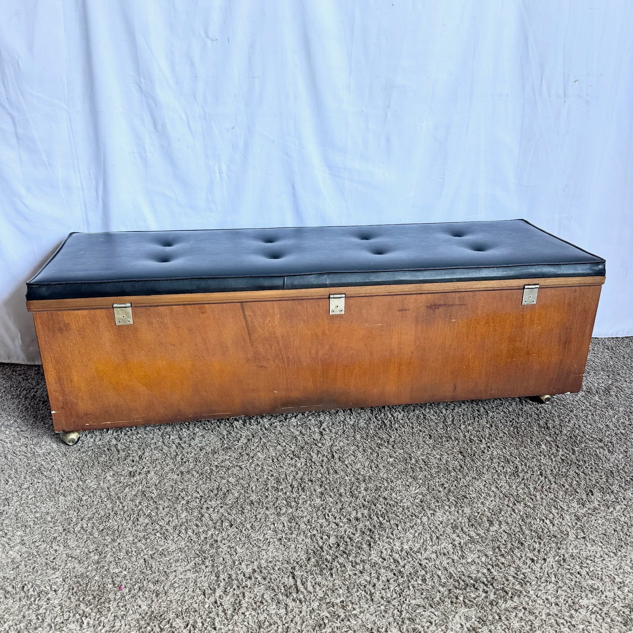 Mid Century Modern Cedar Walnut Hope Chest/Bench