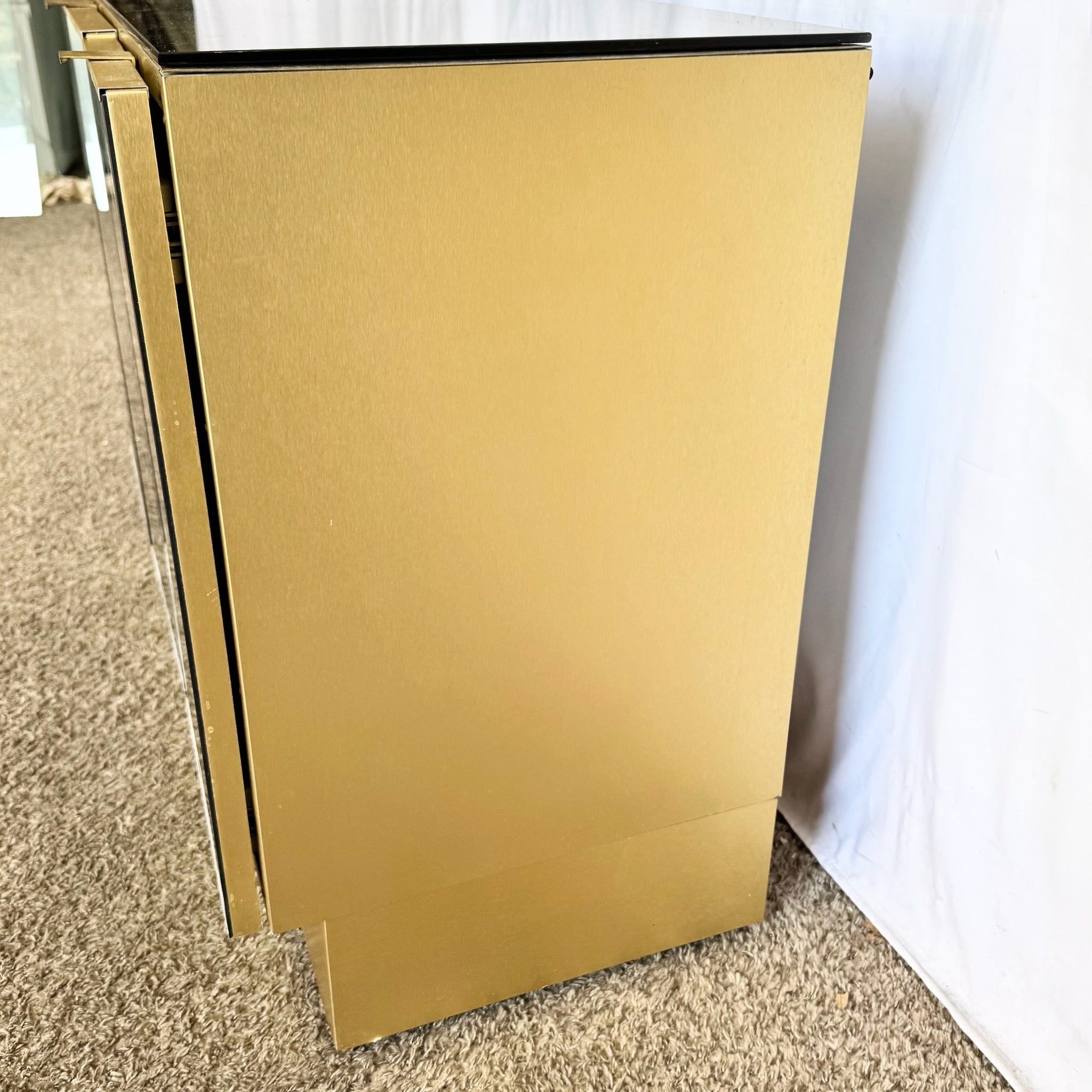 Postmodern Smoked Mirror and Gold Credenza