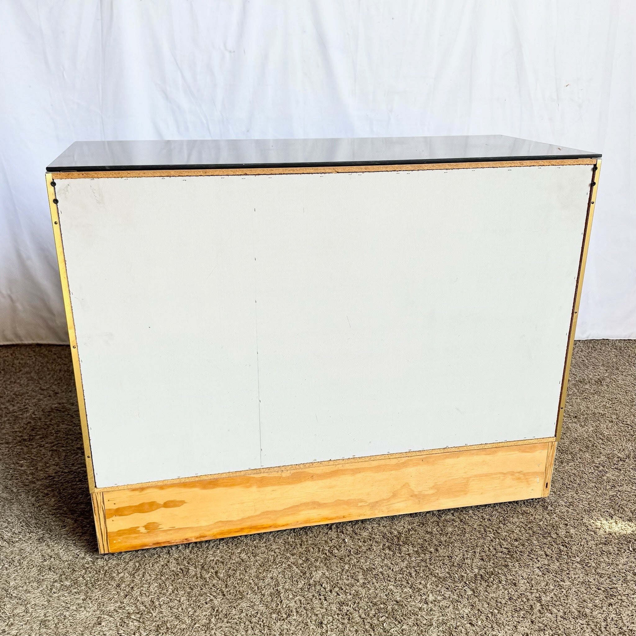 Postmodern Smoked Mirror and Gold Credenza