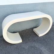 Postmodern Cream Gloss Laminate Scroll Console Table Dolphin & Flamingo