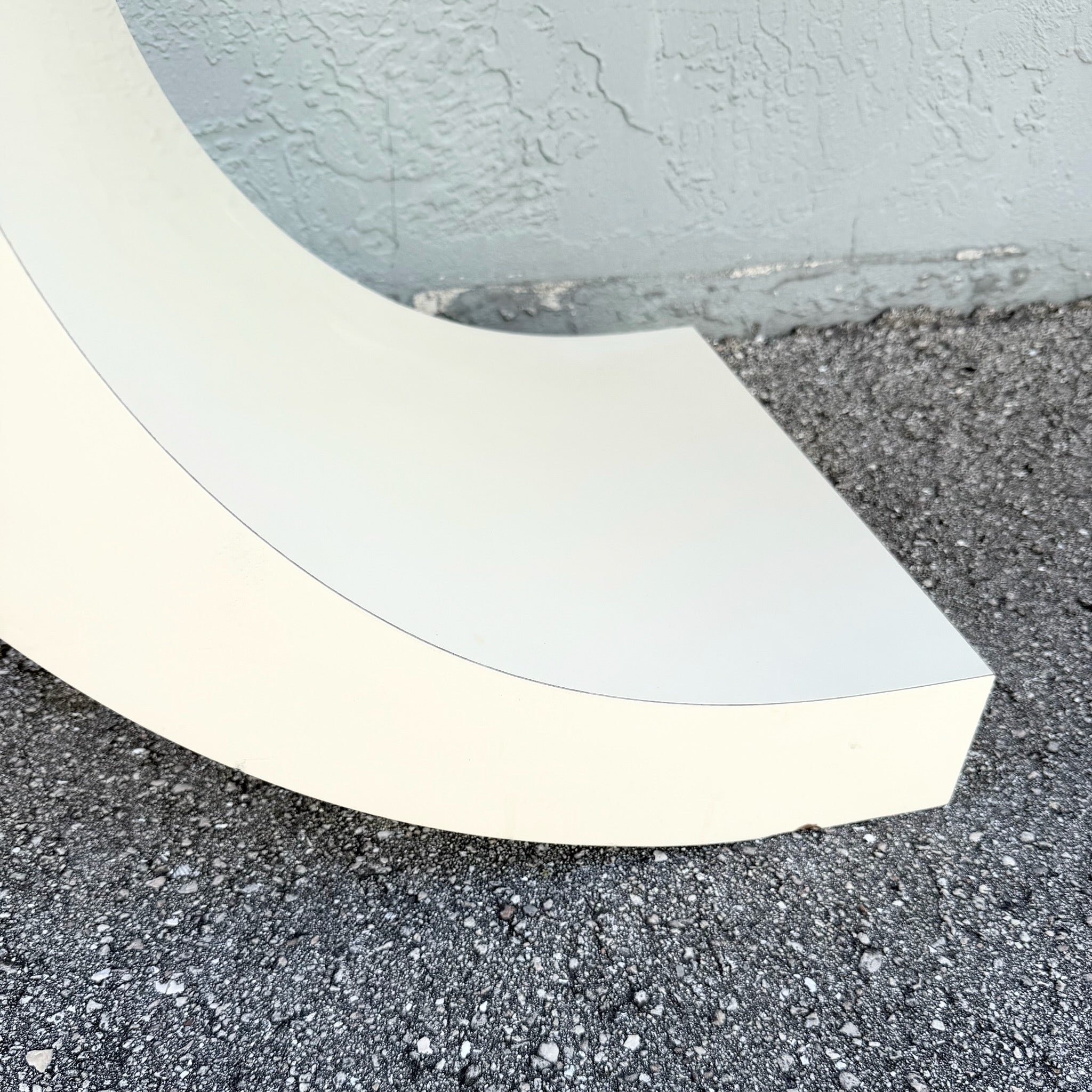 Postmodern Cream Gloss Laminate Scroll Console Table Dolphin & Flamingo