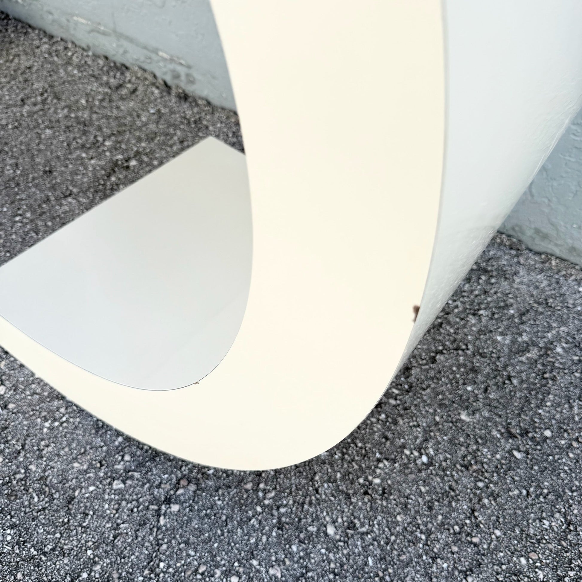 Postmodern Cream Gloss Laminate Scroll Console Table Dolphin & Flamingo
