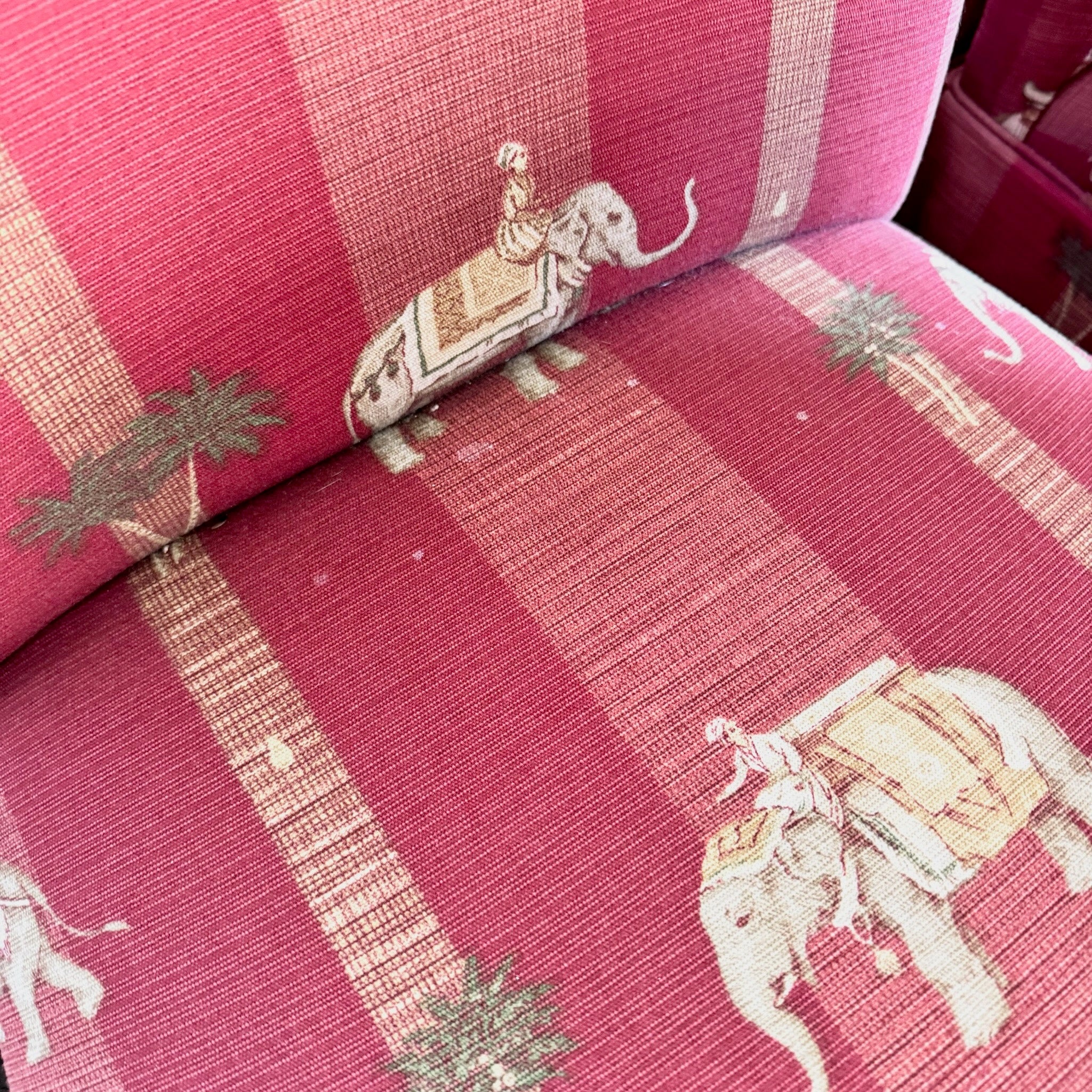 Vintage Regency Red Skirted Elephant Parsons Dining Chairs - Set of 6