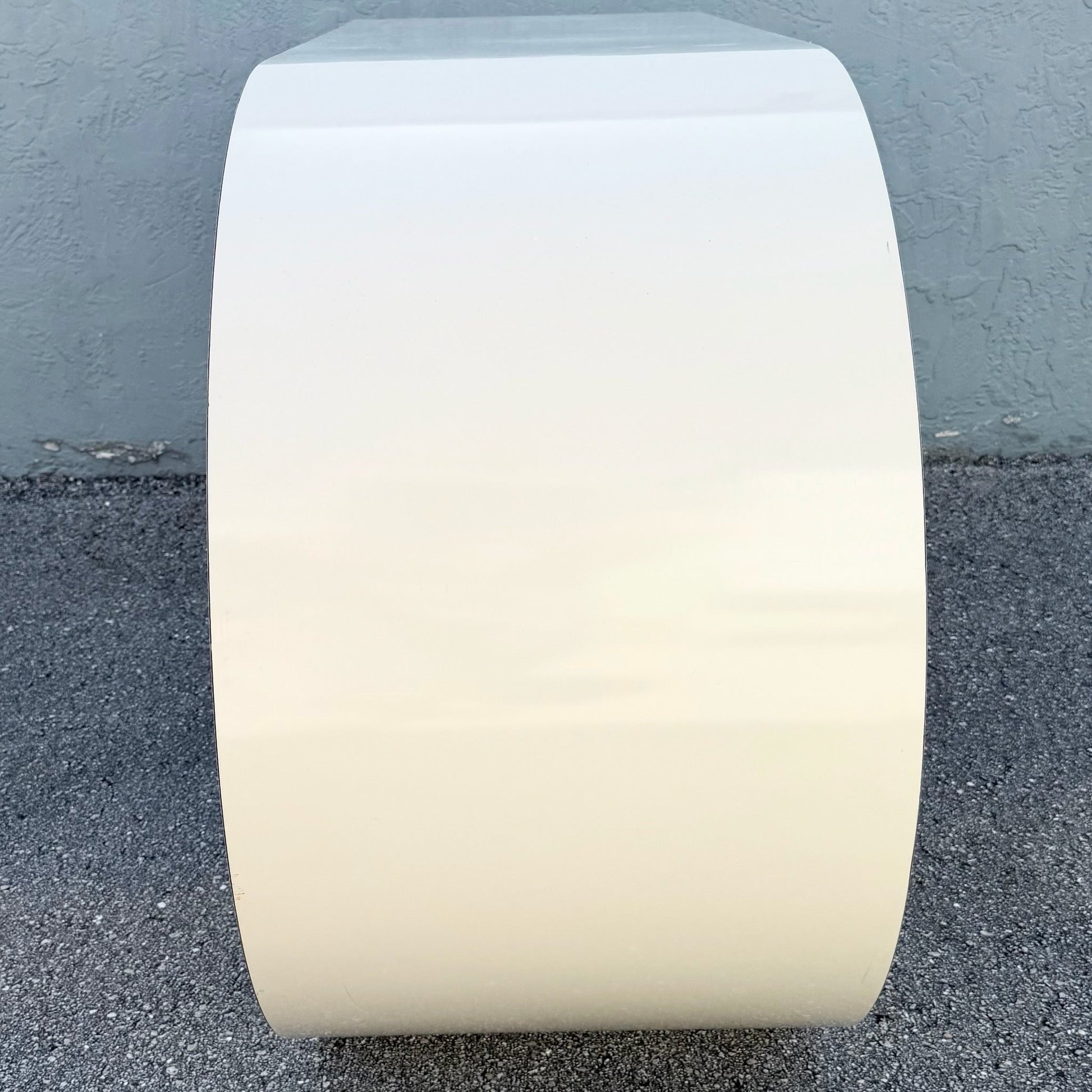 Postmodern Cream Gloss Laminate Scroll Console Table Dolphin & Flamingo