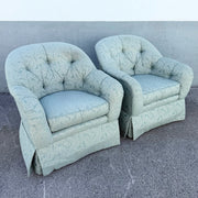 Vintage Mid Century Tufted Button Club Chairs by Ethan Allen - A Pair Dolphin & Flamingo