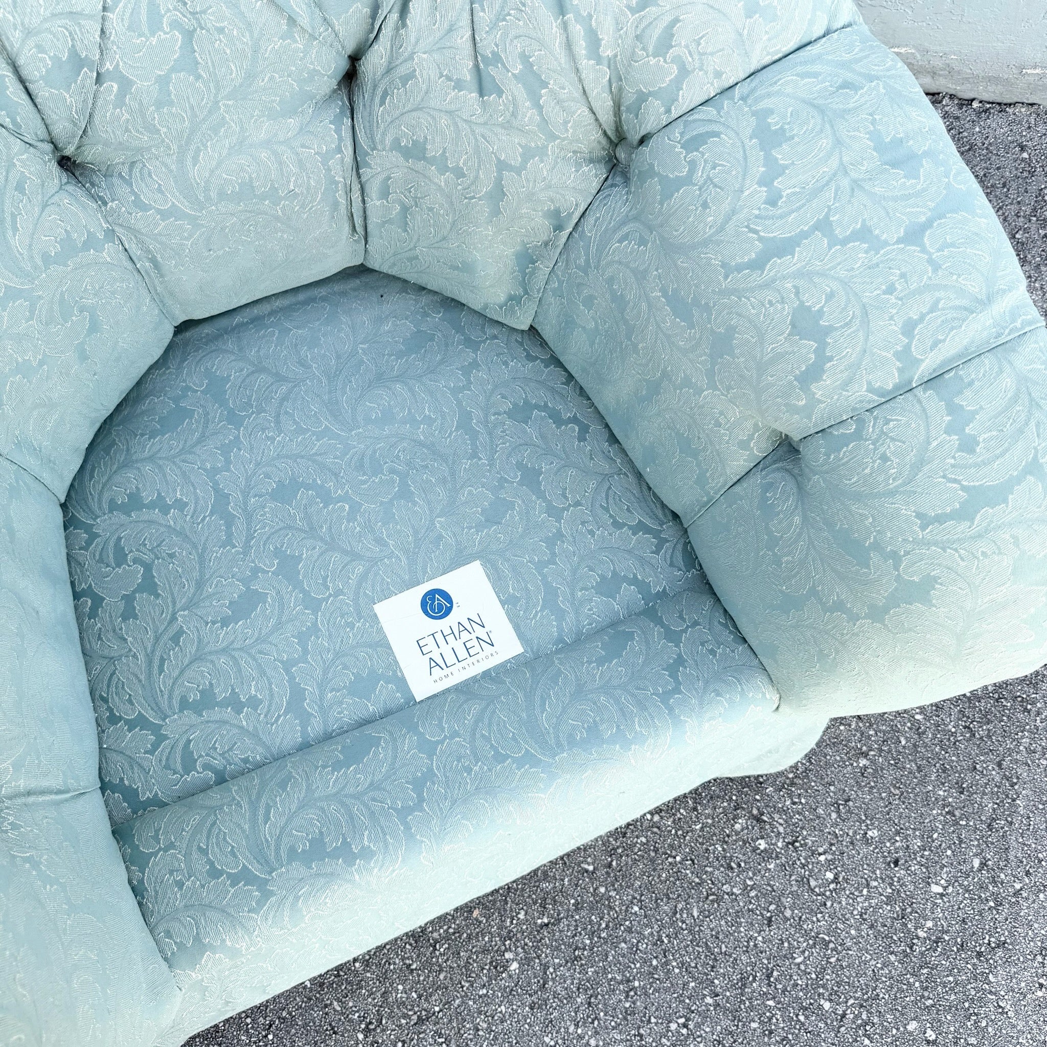 Vintage Mid Century Tufted Button Club Chairs by Ethan Allen - A Pair Dolphin & Flamingo