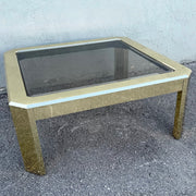 Vintage Art Deco Gold and Smoked Glass Coffee Table Dolphin & Flamingo