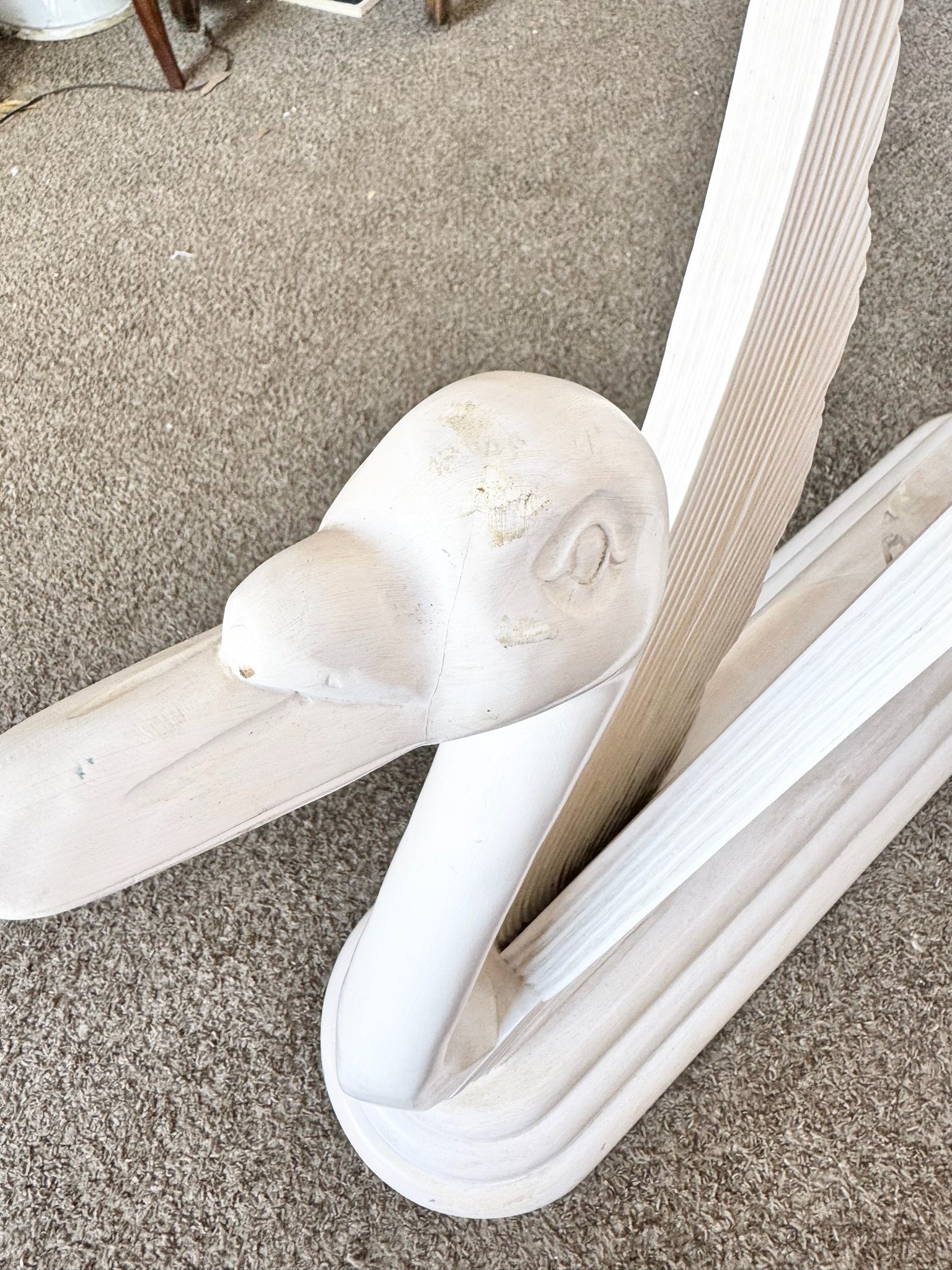 Hollywood Regency Wooden Swan Glass Top Console Table