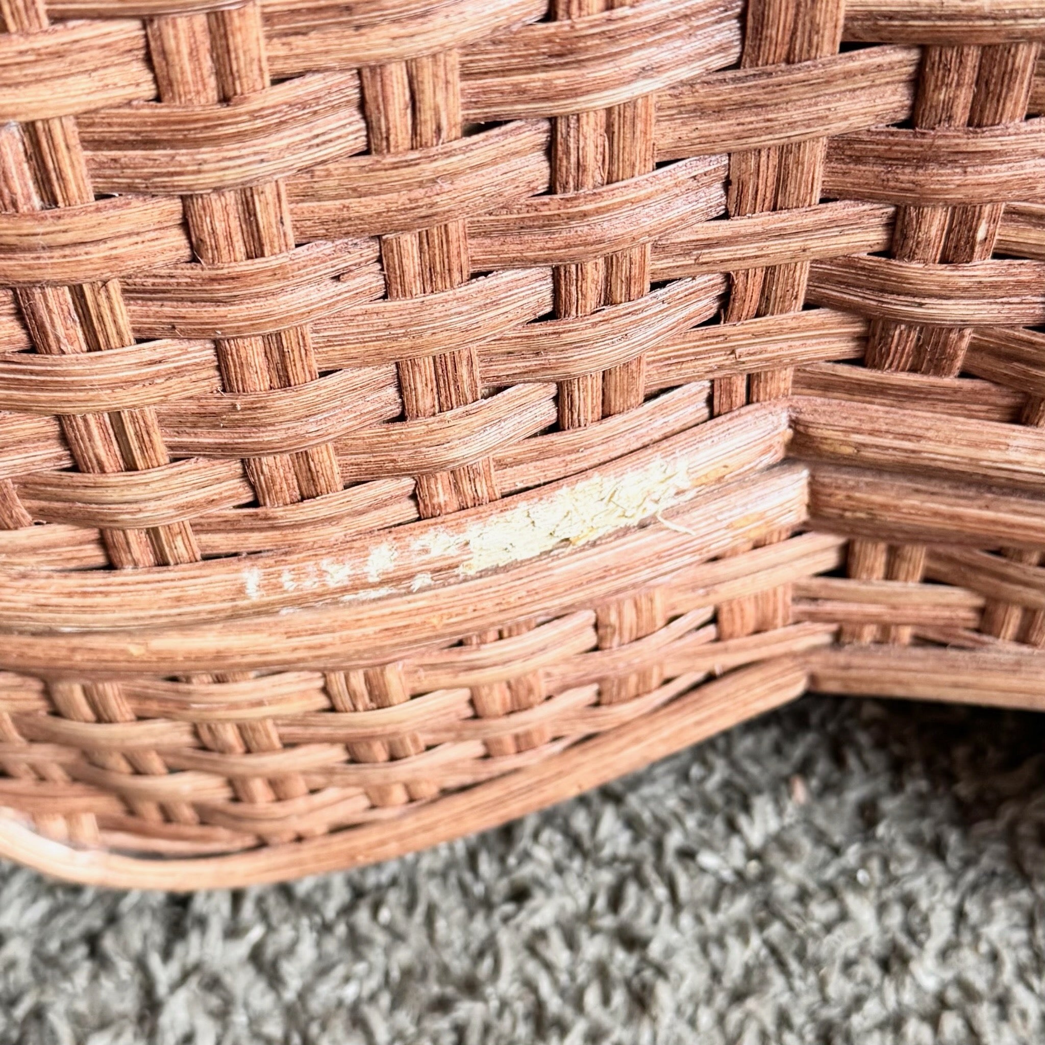 Vintage Boho Chic Tessellated Stone Top Wicker Nightstands by Whitecraft