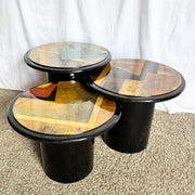 Postmodern Black and Abstract Nesting Mushroom Tables - Set of 3