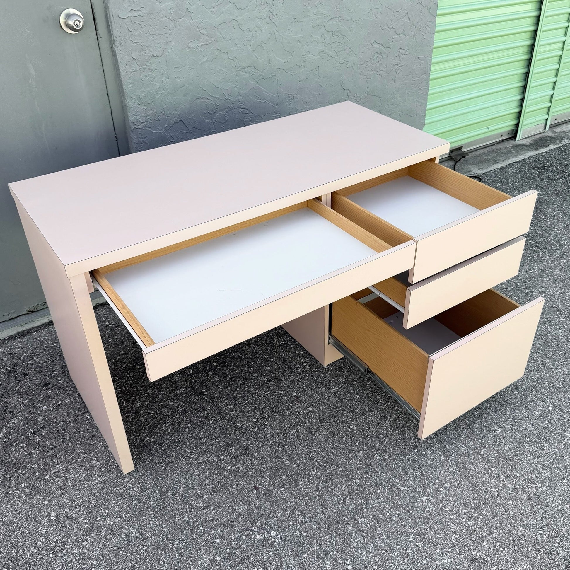 Postmodern Light Pink Laminate Writing Desk Dolphin & Flamingo