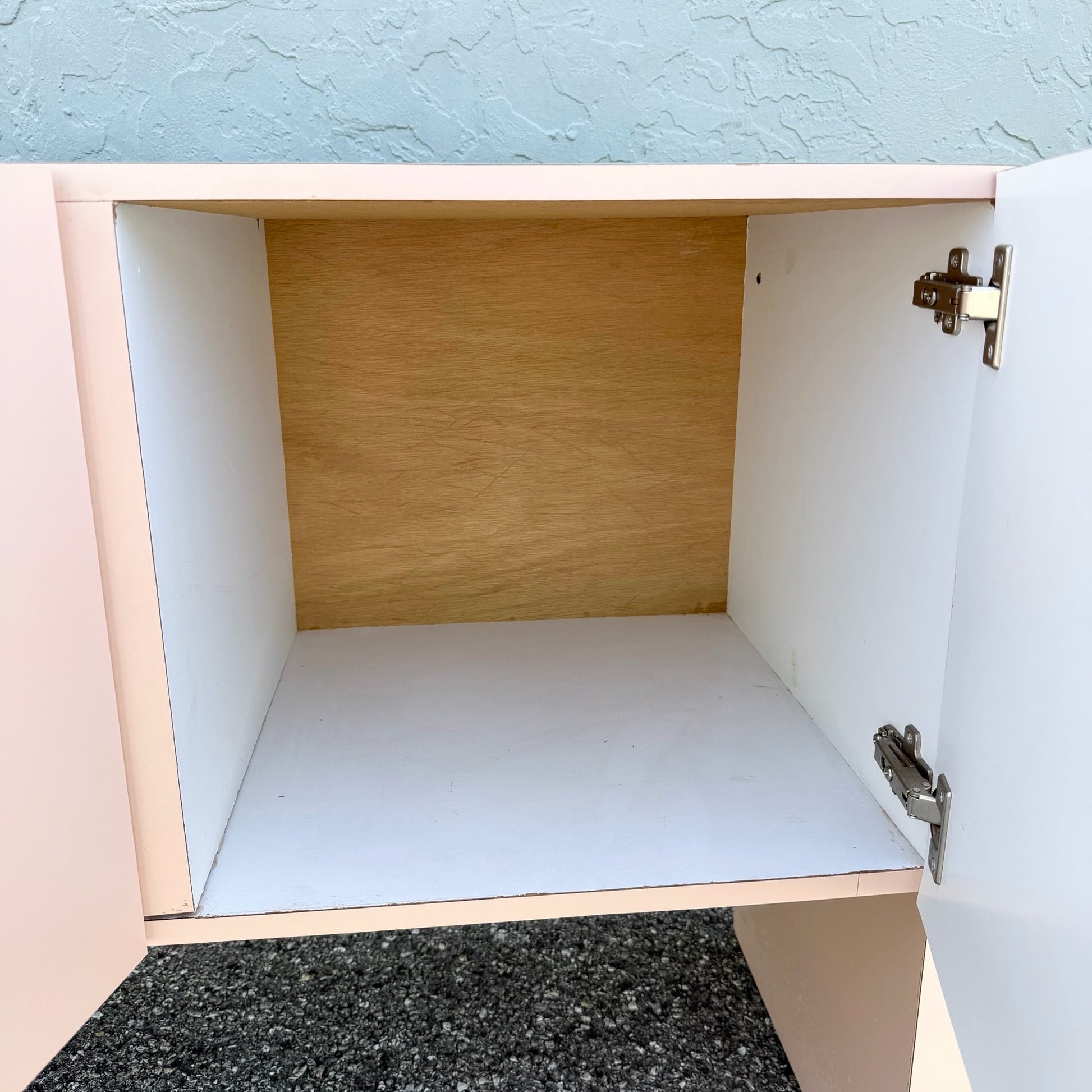 Art Deco Pink Laminate Waterfall Floating Credenza Dolphin & Flamingo