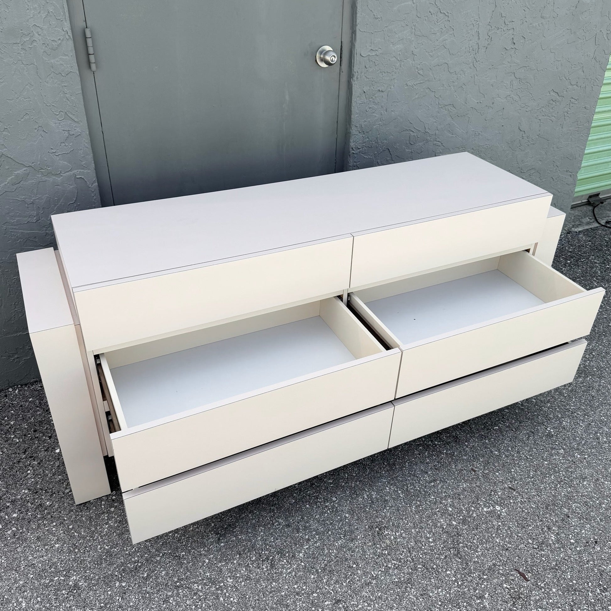 Postmodern Light Pink Laminate Floating Dresser Dolphin & Flamingo
