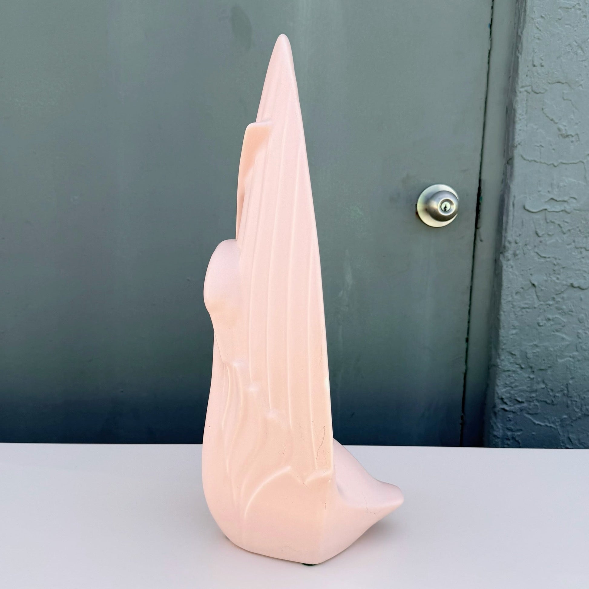 Postmodern Gloss Pink Ceramic Swan Sculpture by Haeger Dolphin & Flamingo