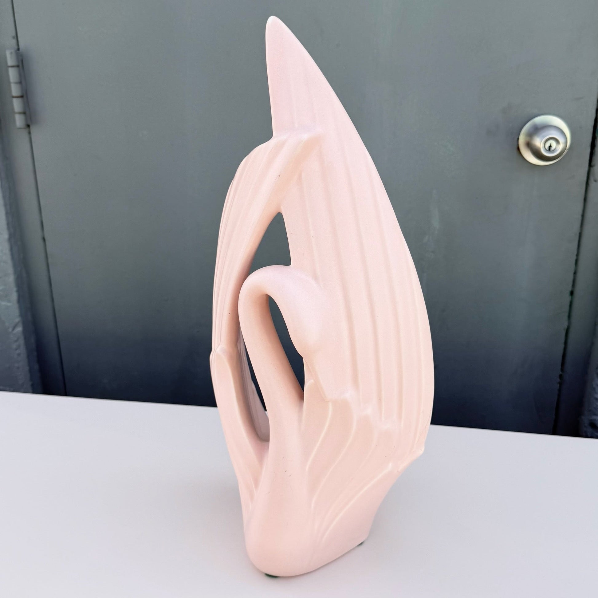 Postmodern Gloss Pink Ceramic Swan Sculpture by Haeger Dolphin & Flamingo