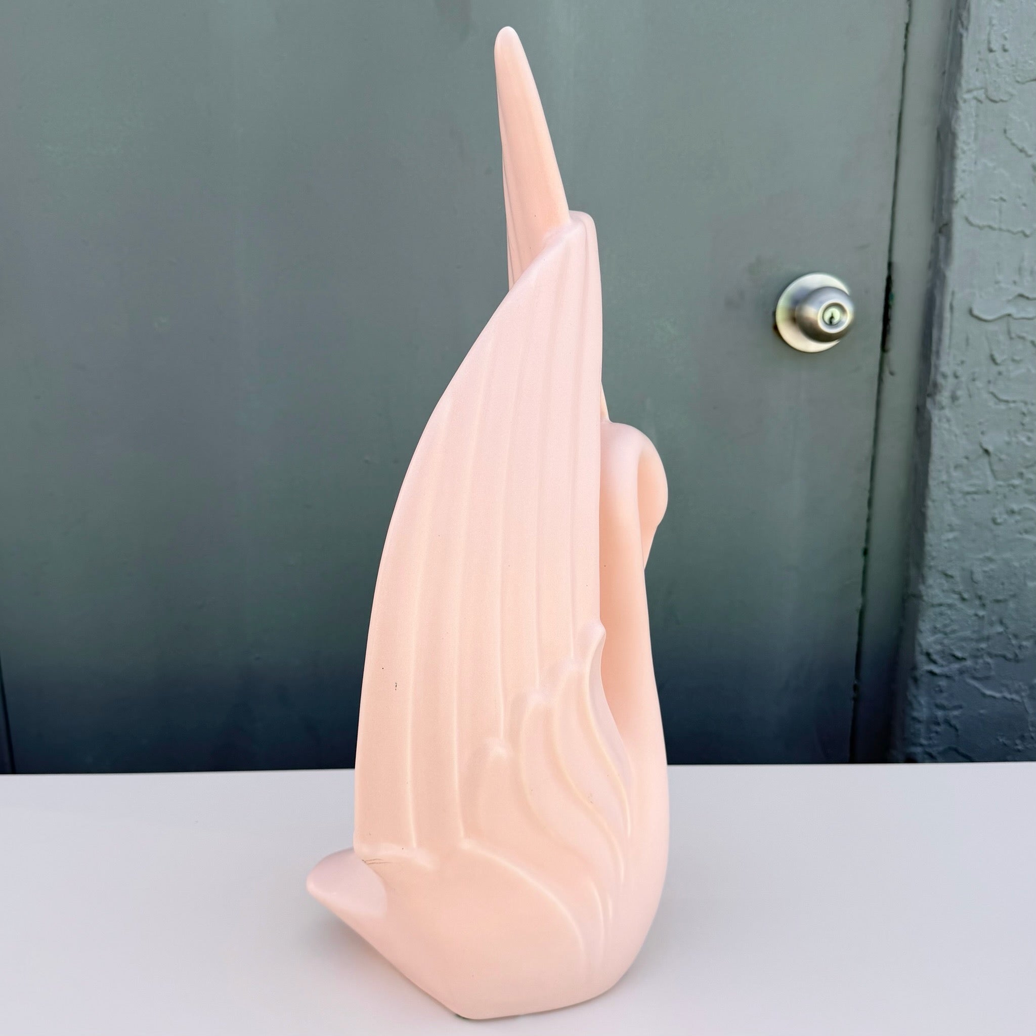 Postmodern Gloss Pink Ceramic Swan Sculpture by Haeger Dolphin & Flamingo