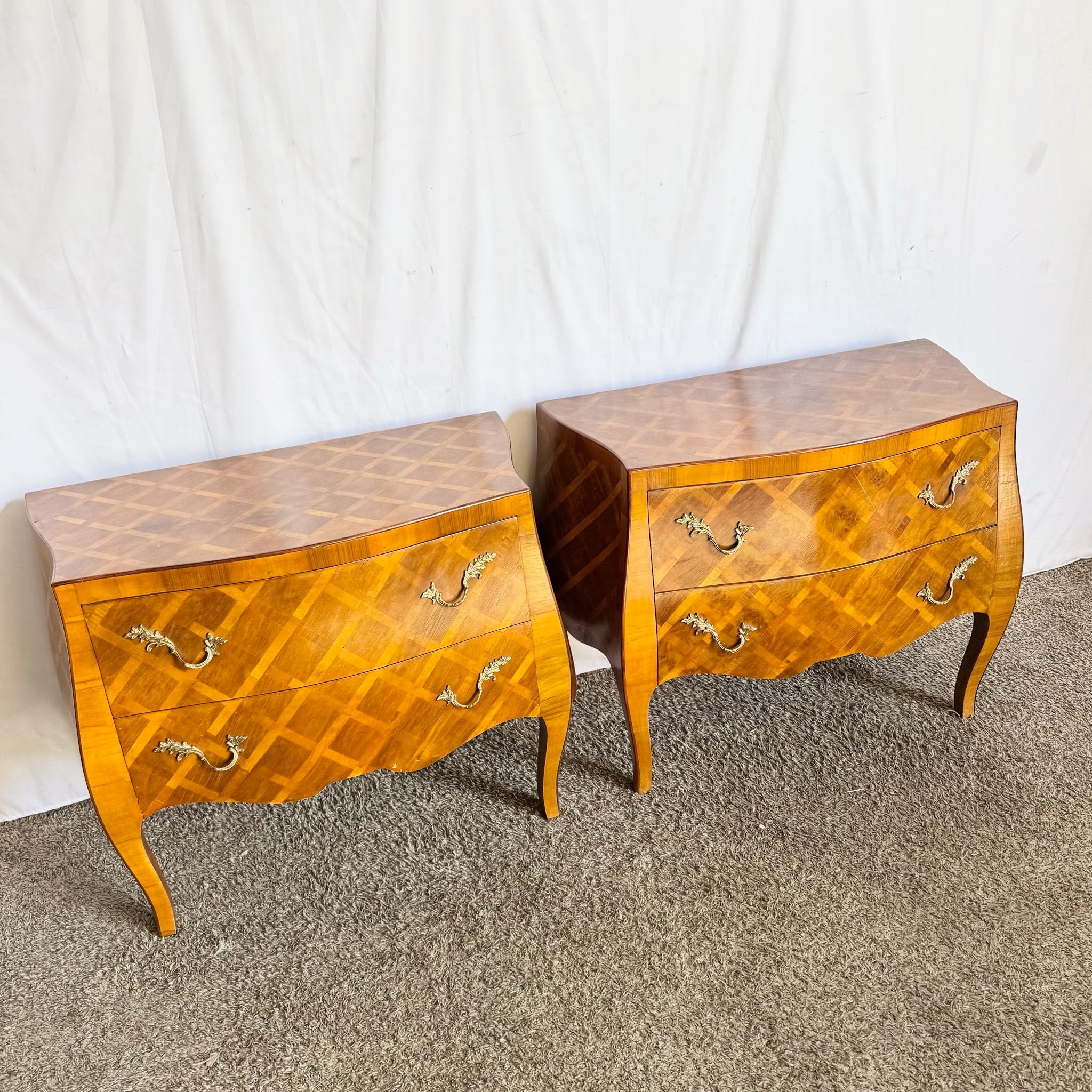 Vintage Italian Parquetry Nighstands/Commodes - A Pair