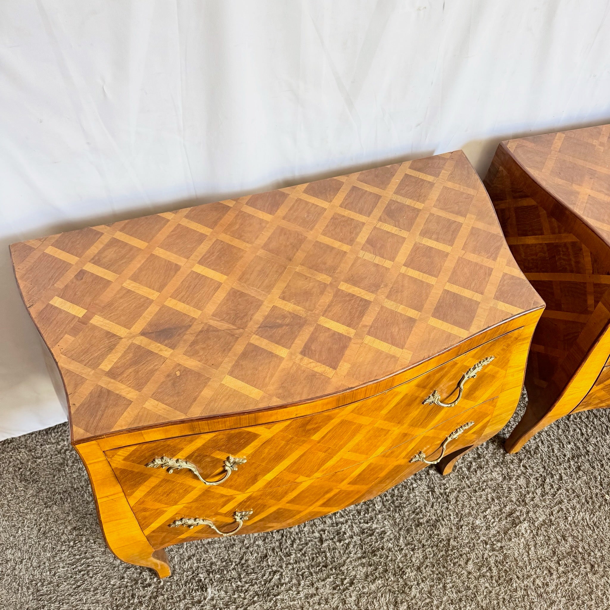 Vintage Italian Parquetry Nighstands/Commodes - A Pair